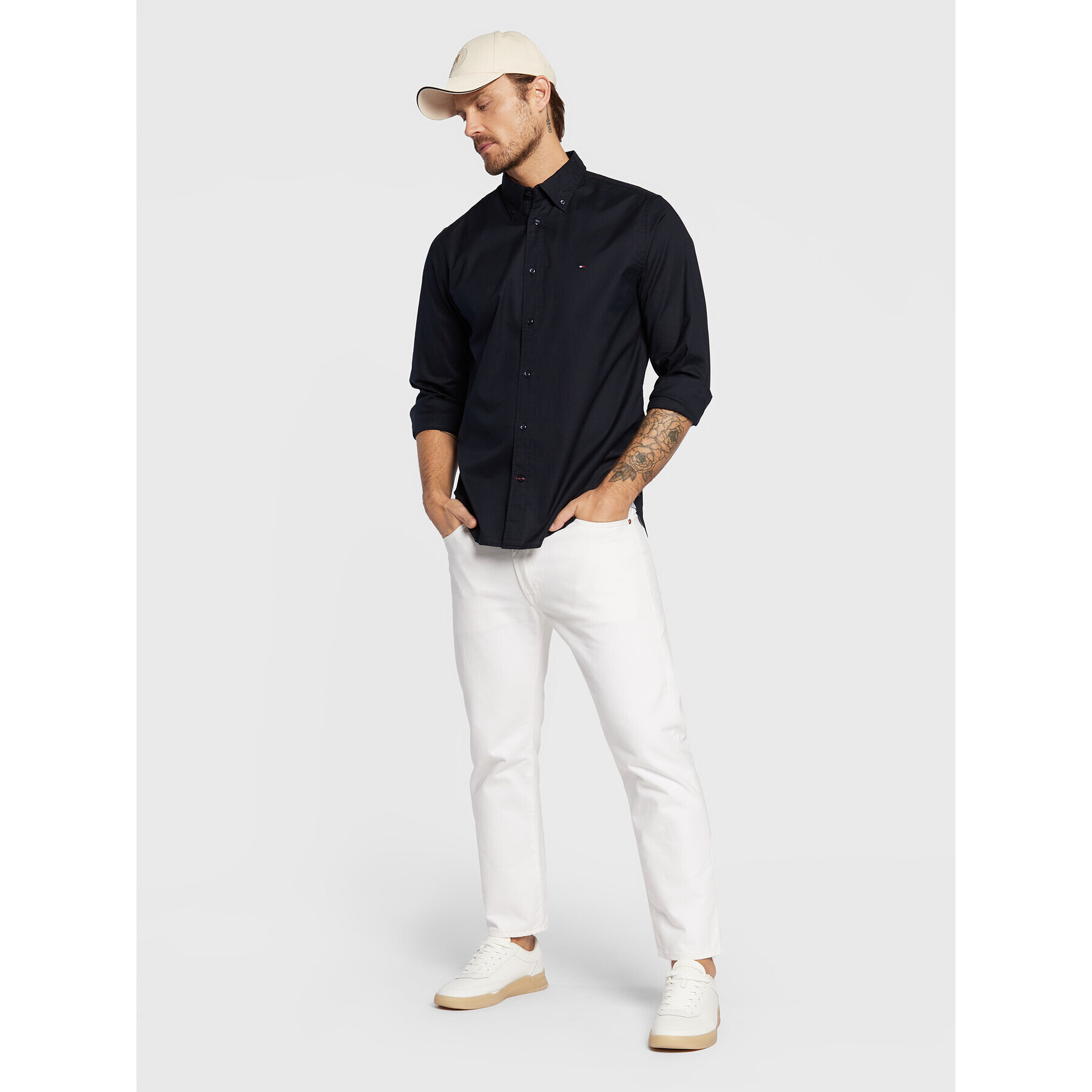 Tommy Hilfiger Košile Core Flex Poplin MW0MW25035 Tmavomodrá Regular Fit - Pepit.cz