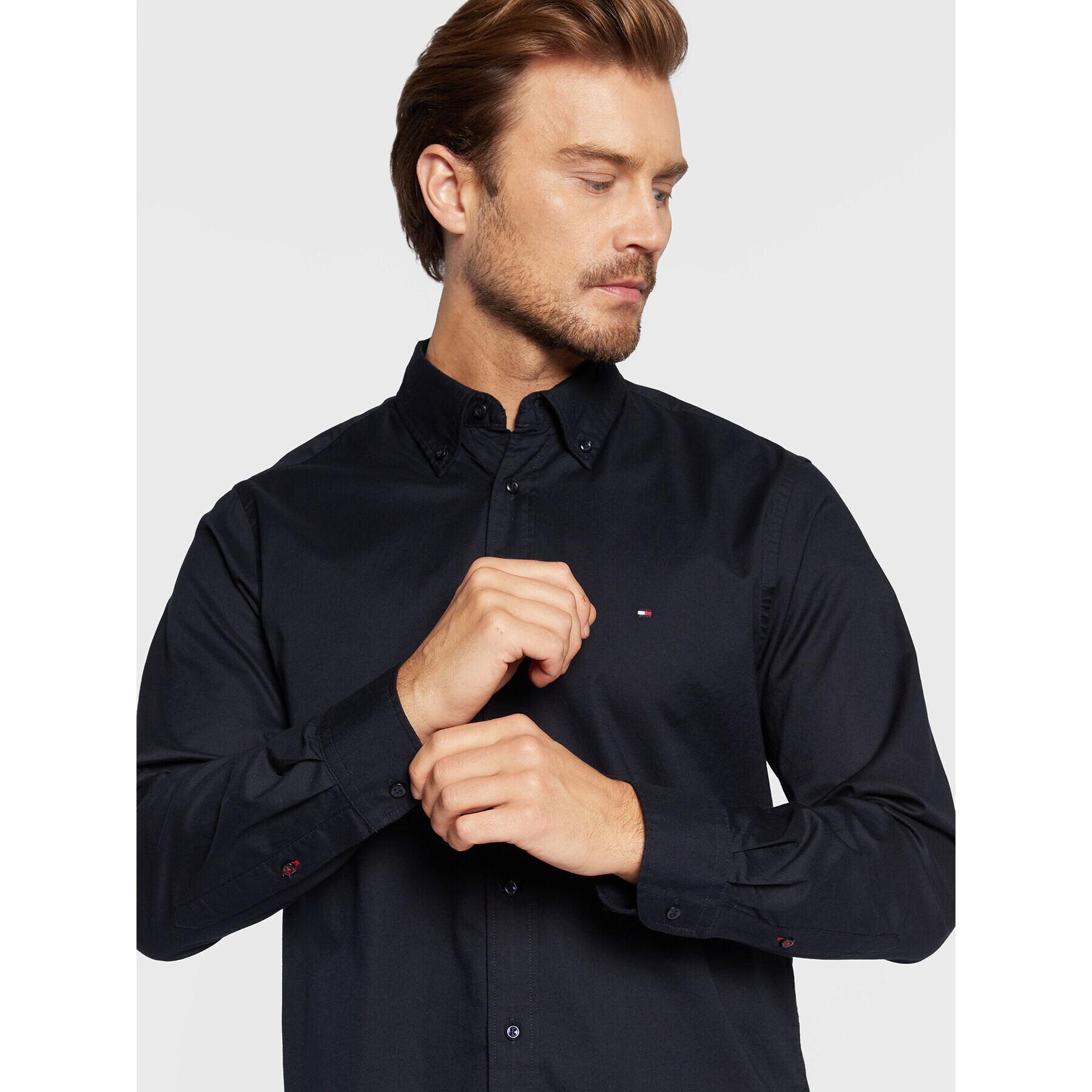 Tommy Hilfiger Košile Core Flex Poplin MW0MW25035 Tmavomodrá Regular Fit - Pepit.cz