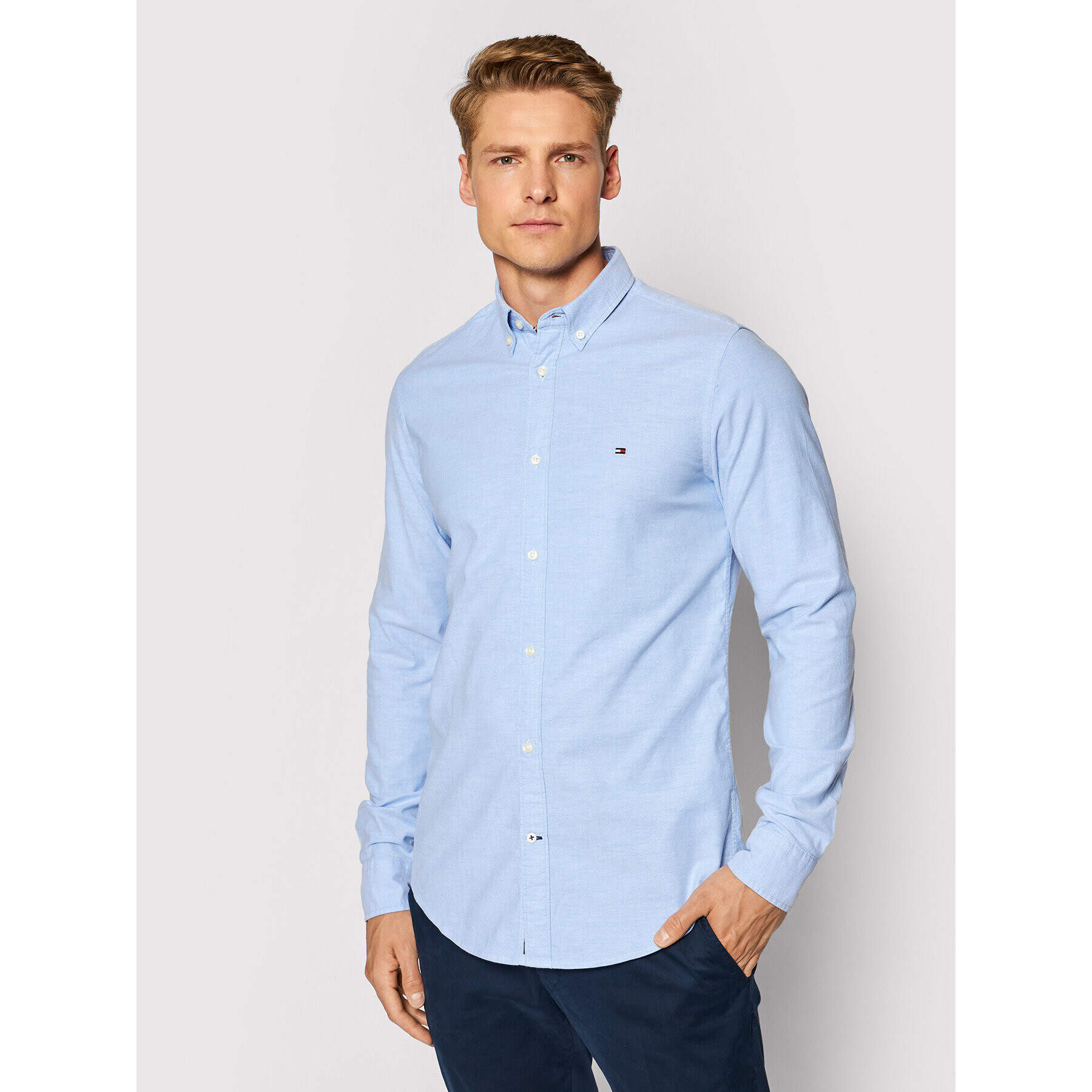 Tommy Hilfiger Košile Core Stretch Slim Oxford Shirt MW0MW03745 Modrá Slim Fit - Pepit.cz