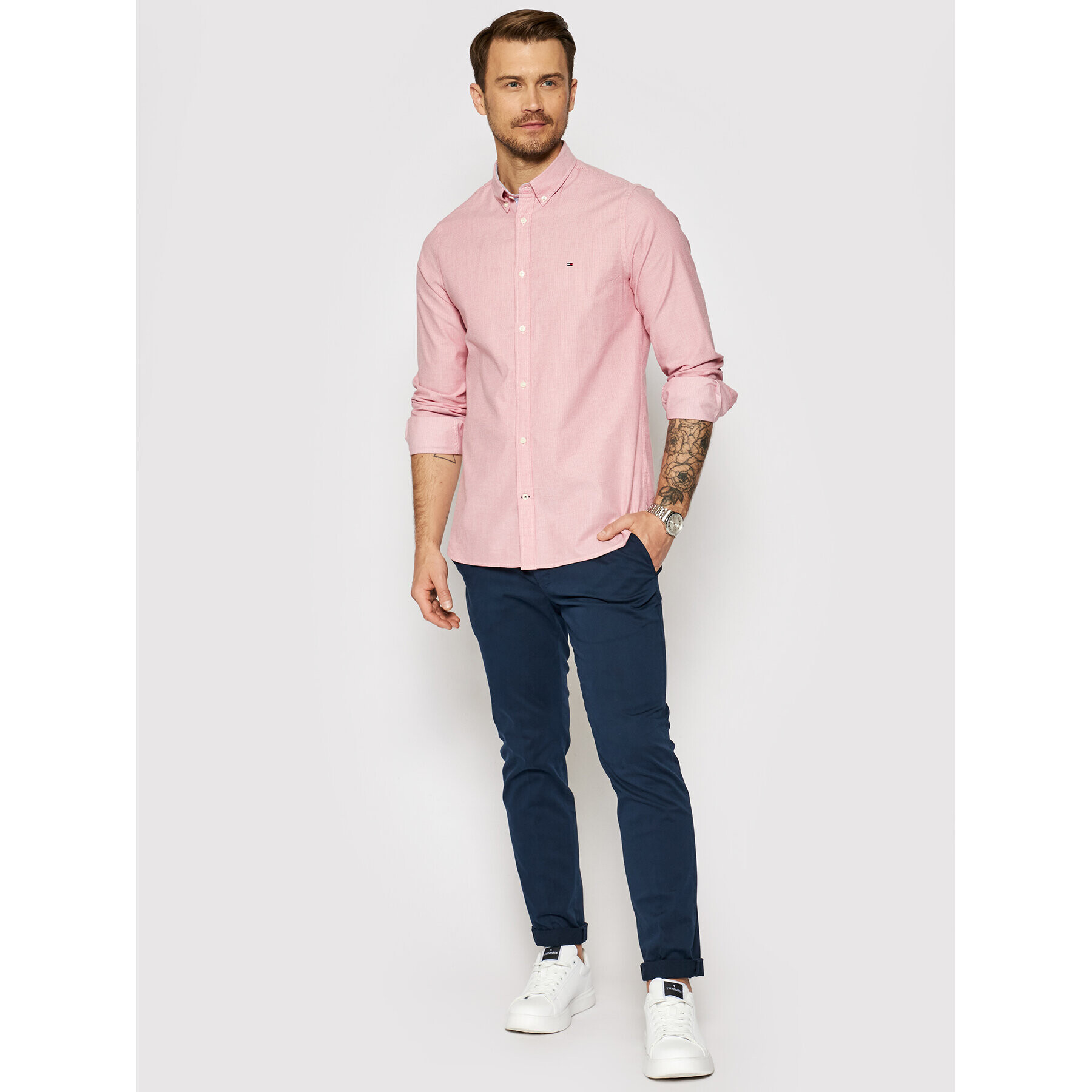 Tommy Hilfiger Košile Dobby MW0MW17640 Červená Slim Fit - Pepit.cz