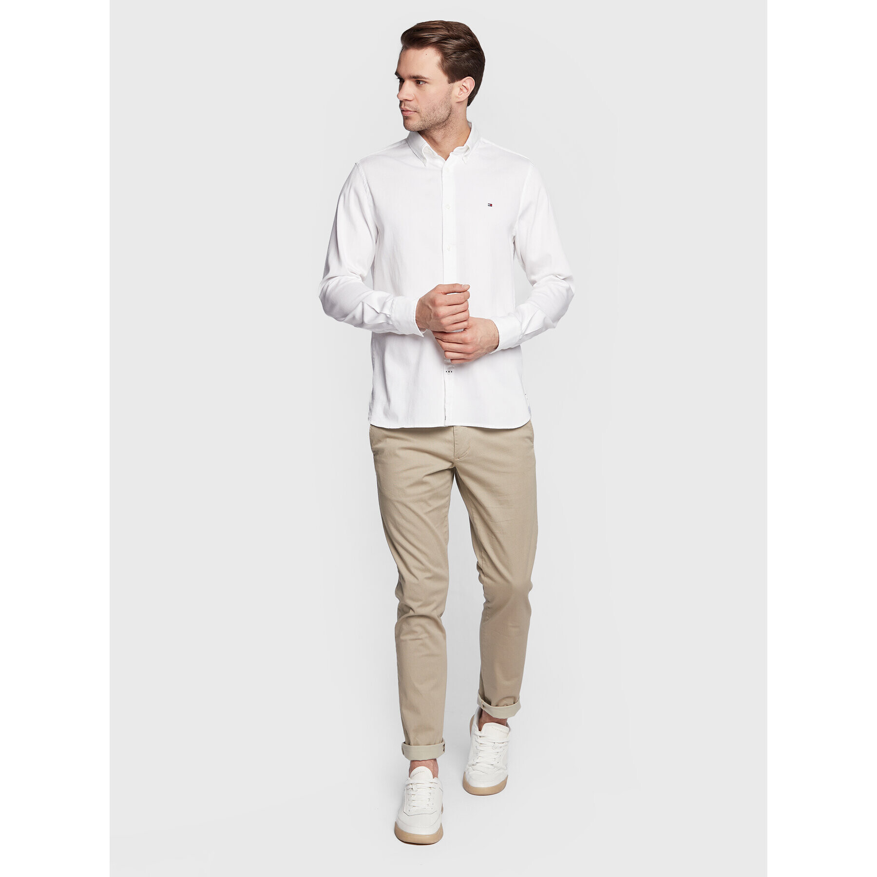 Tommy Hilfiger Košile Dobby MW0MW25038 Bílá Slim Fit - Pepit.cz