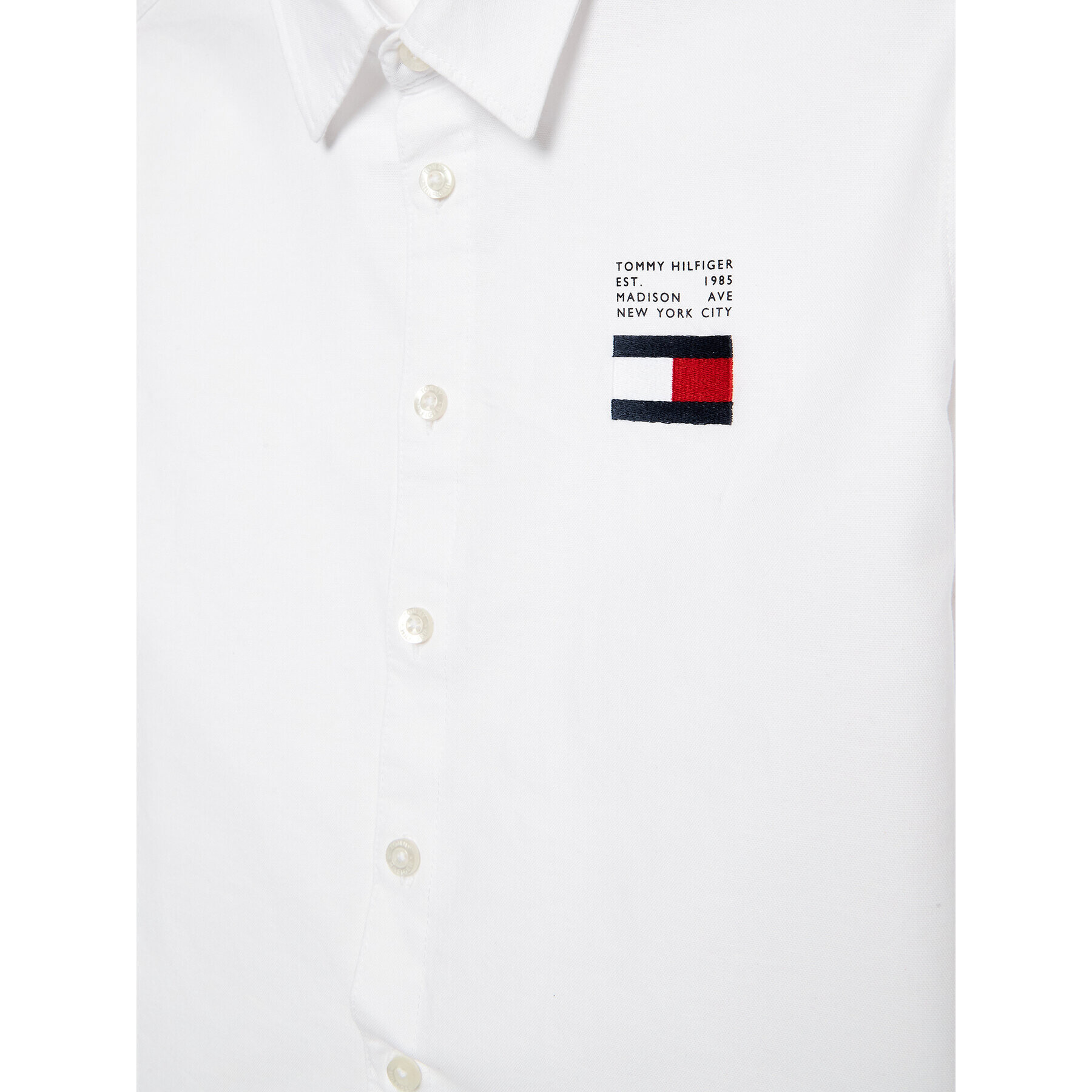 Tommy Hilfiger Košile Flag Oxford KB0KB08012 D Bílá Regular Fit - Pepit.cz