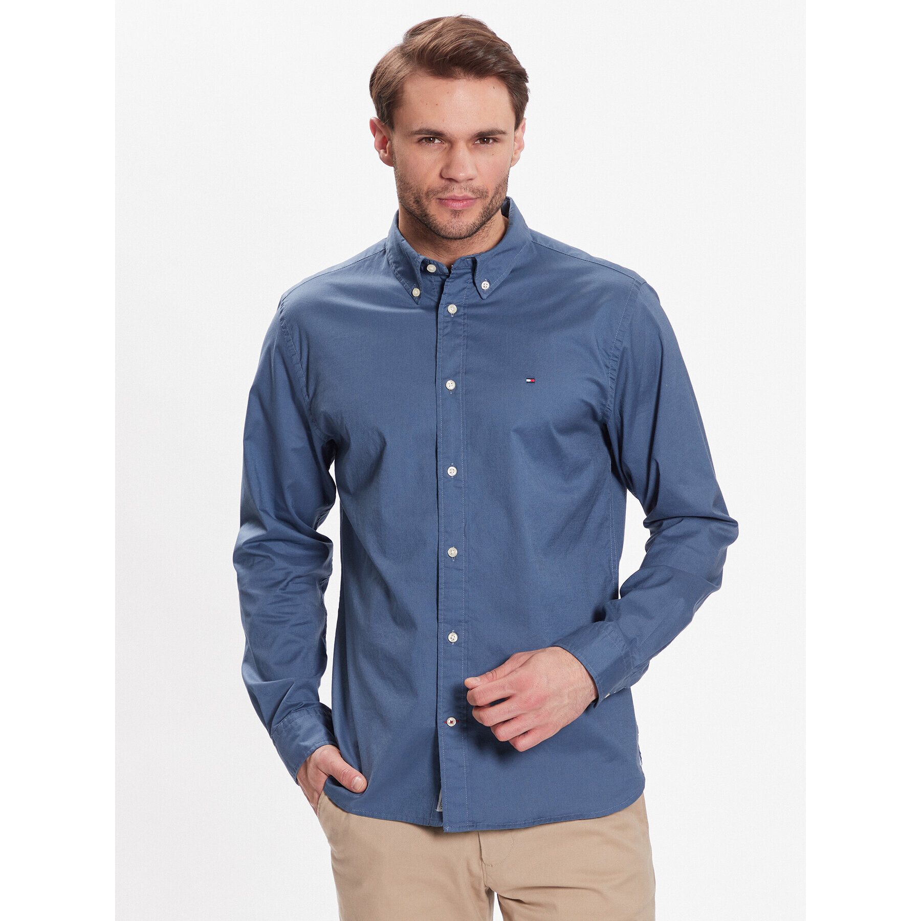 Tommy Hilfiger Košile Flex Poplin MW0MW30934 Modrá Regular Fit - Pepit.cz