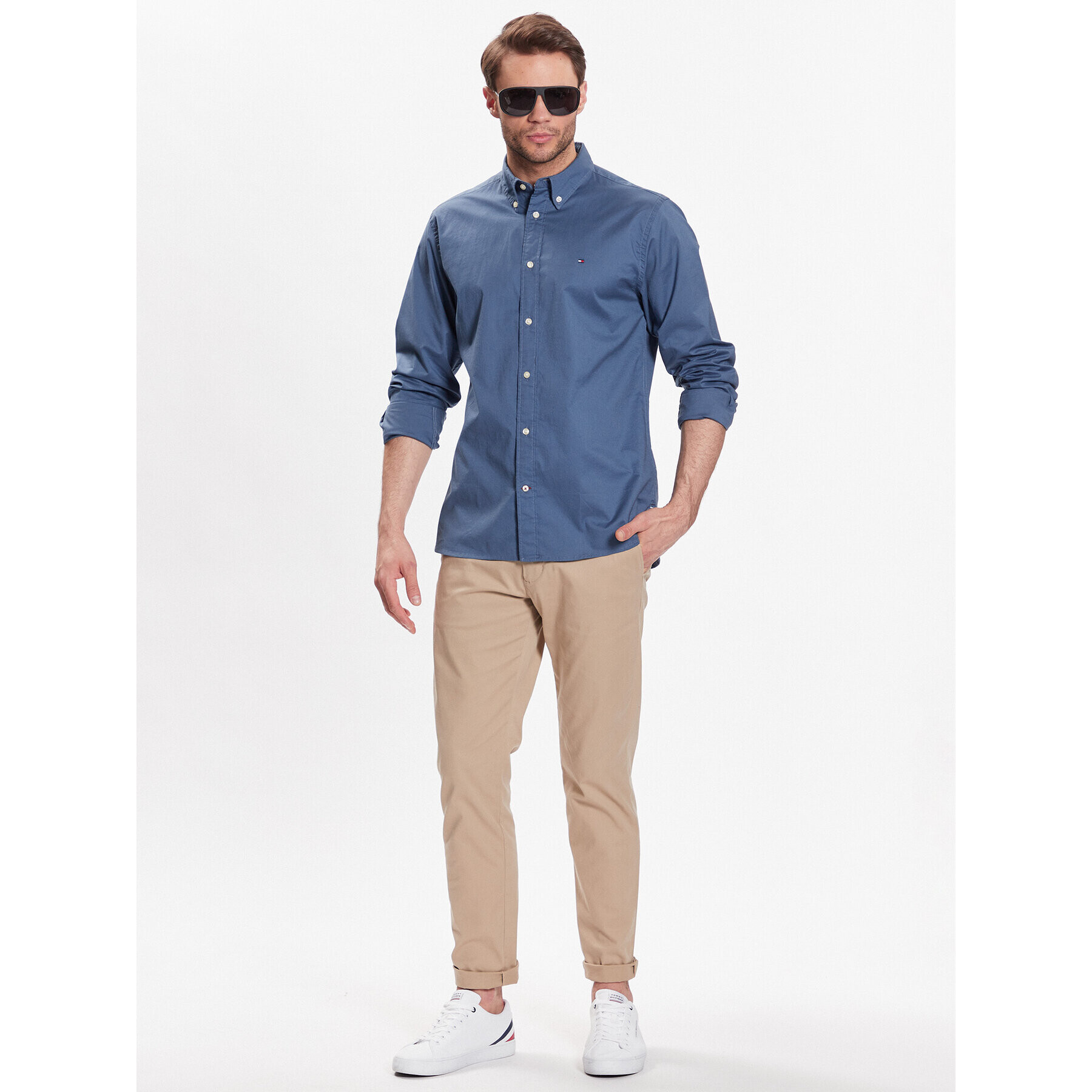 Tommy Hilfiger Košile Flex Poplin MW0MW30934 Modrá Regular Fit - Pepit.cz