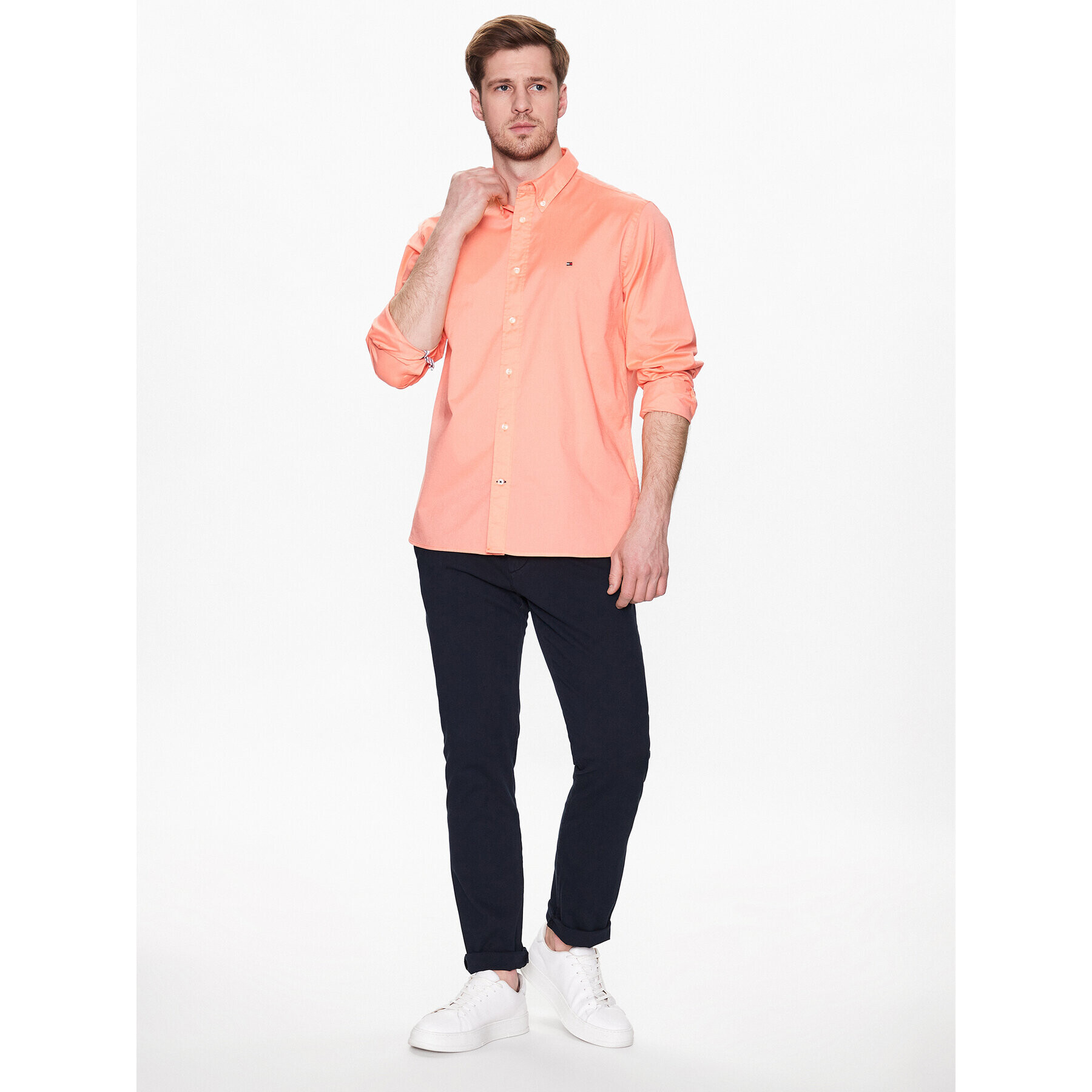 Tommy Hilfiger Košile Flex Poplin MW0MW30934 Oranžová Regular Fit - Pepit.cz