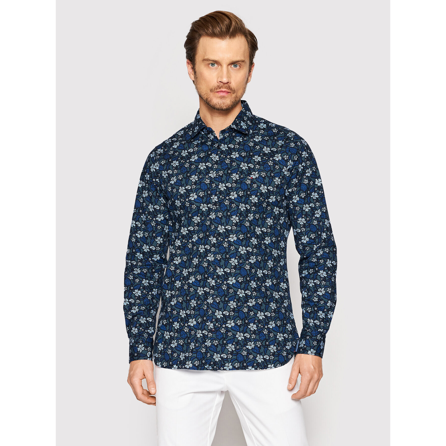 Tommy Hilfiger Košile Floral Print MW0MW23296 Tmavomodrá Slim Fit - Pepit.cz