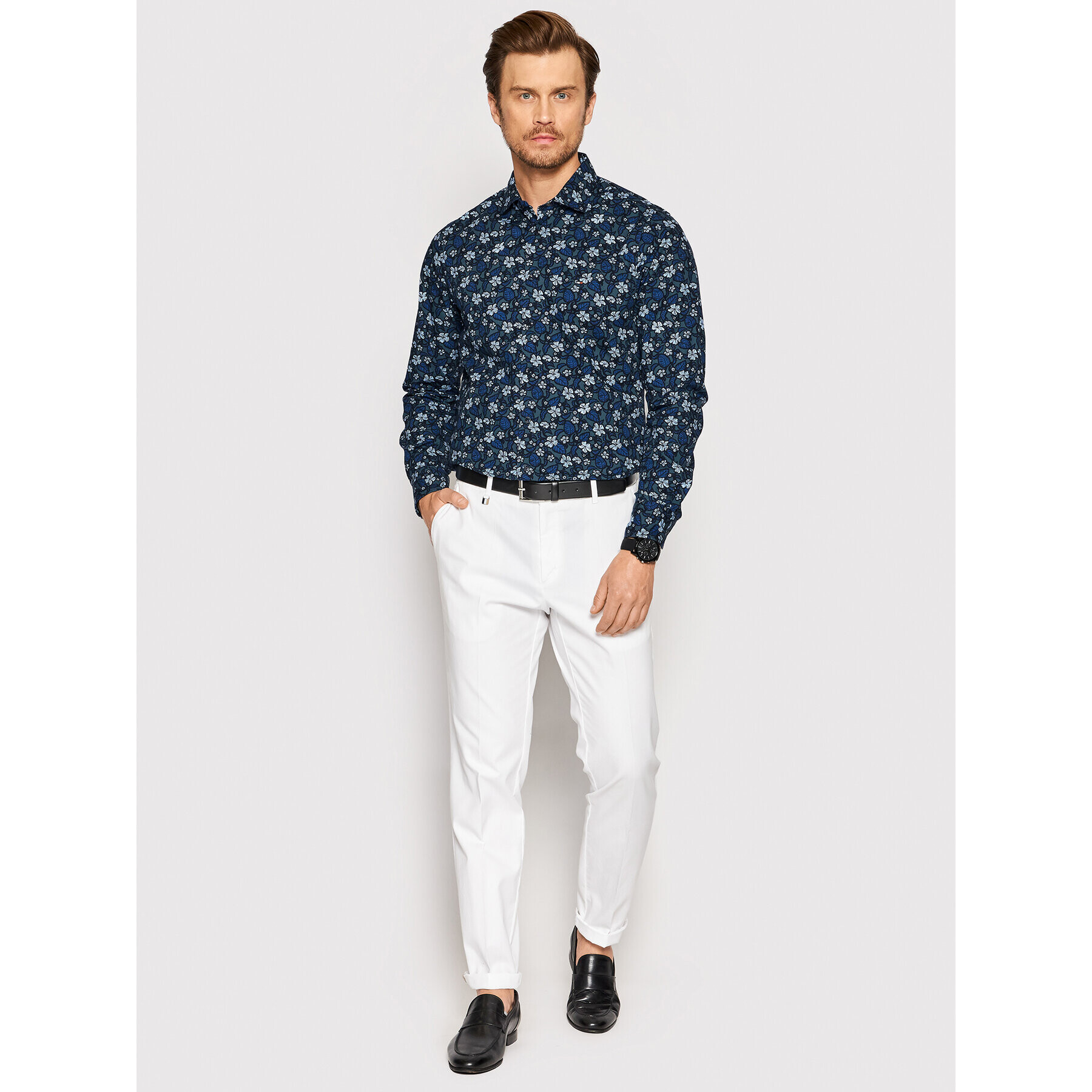 Tommy Hilfiger Košile Floral Print MW0MW23296 Tmavomodrá Slim Fit - Pepit.cz