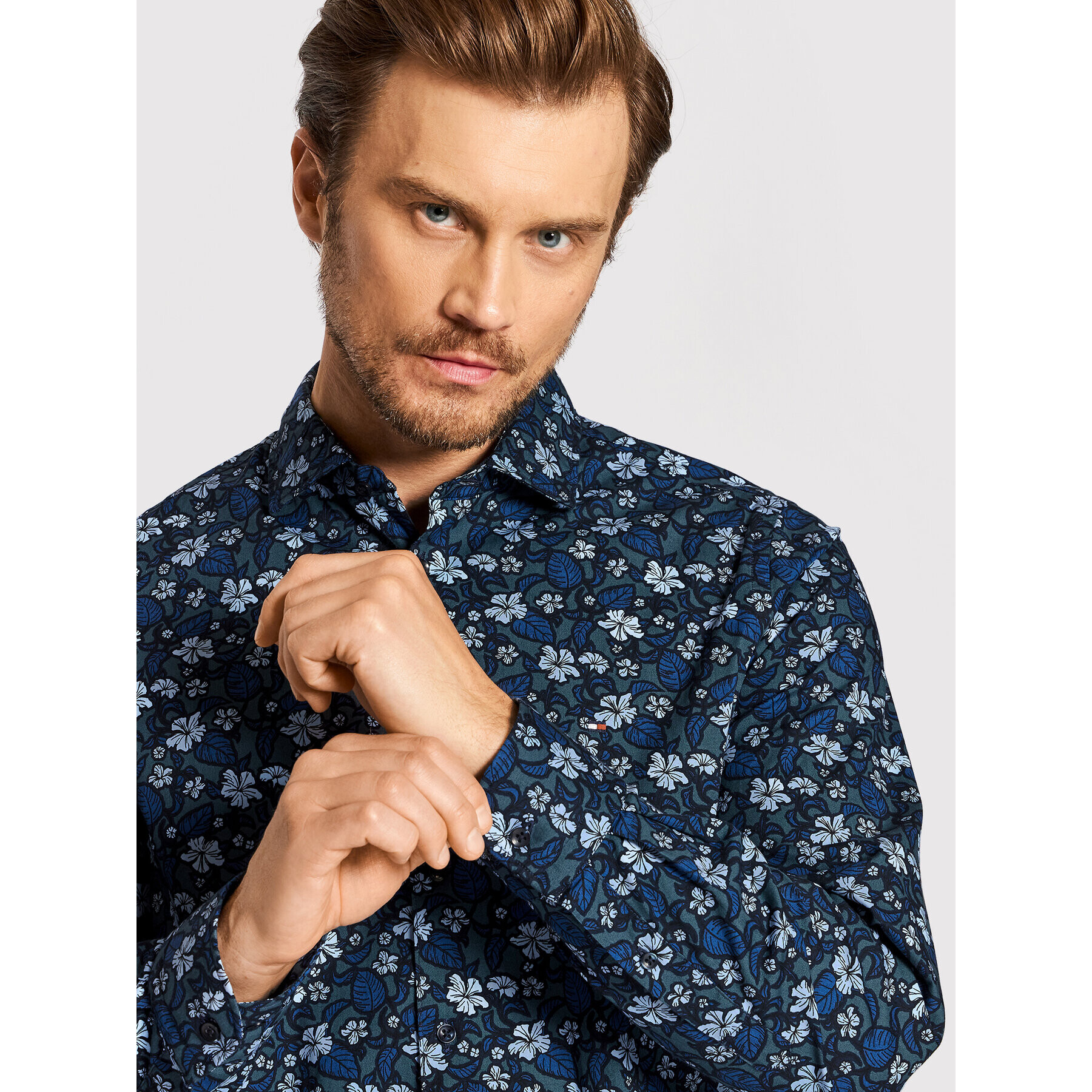 Tommy Hilfiger Košile Floral Print MW0MW23296 Tmavomodrá Slim Fit - Pepit.cz