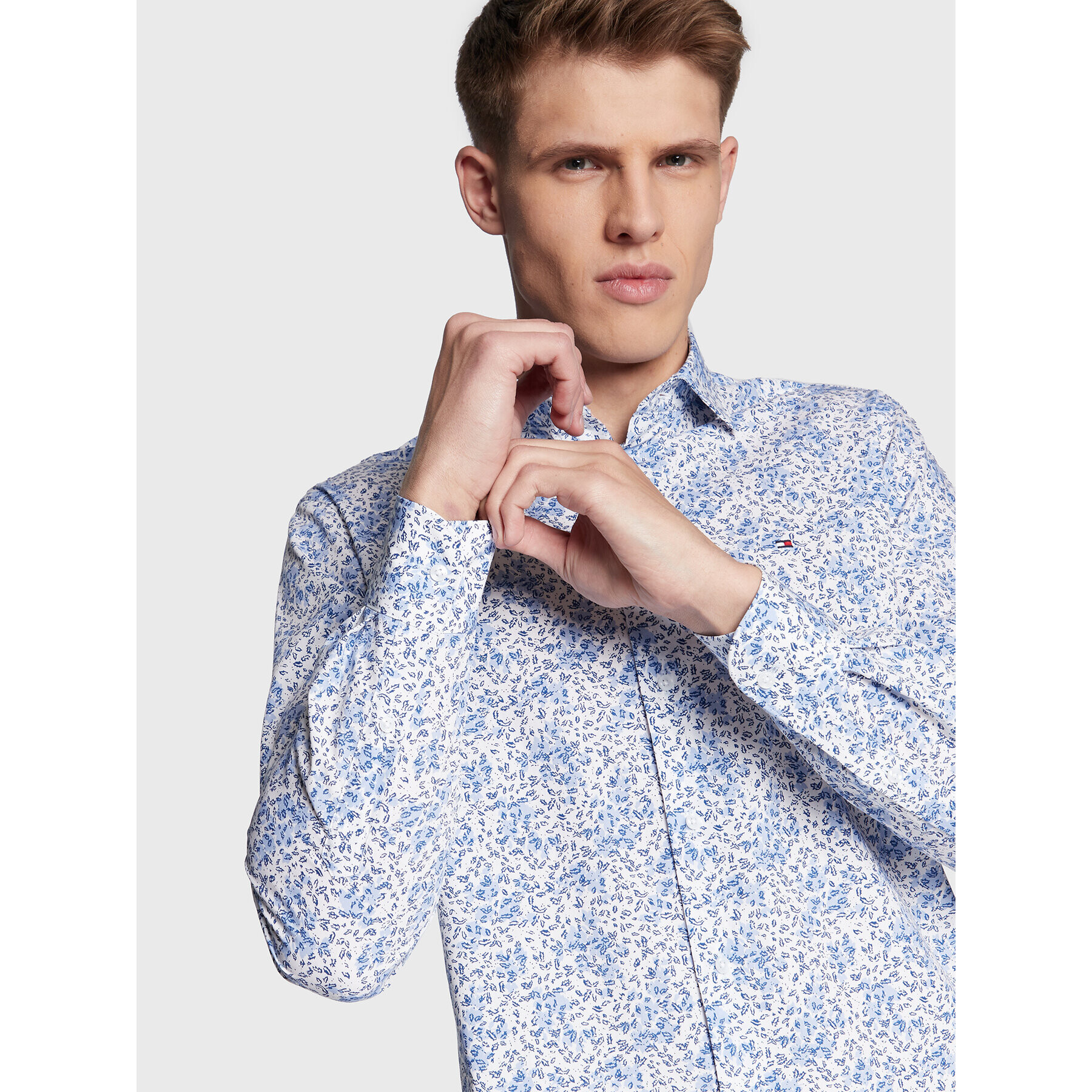 Tommy Hilfiger Košile Floral Print MW0MW29132 Modrá Regular Fit - Pepit.cz