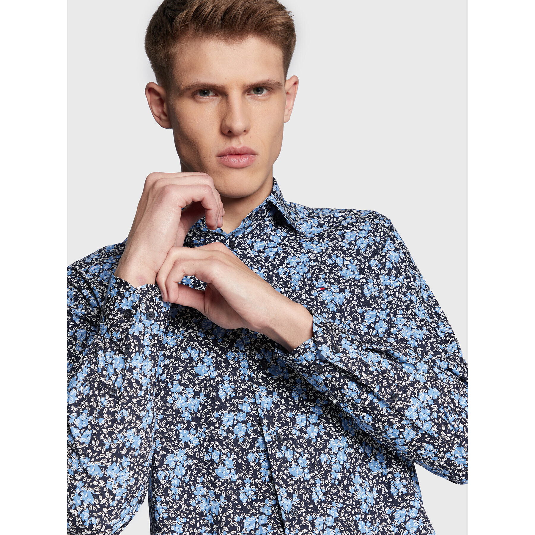 Tommy Hilfiger Košile Floral Print MW0MW29132 Tmavomodrá Regular Fit - Pepit.cz