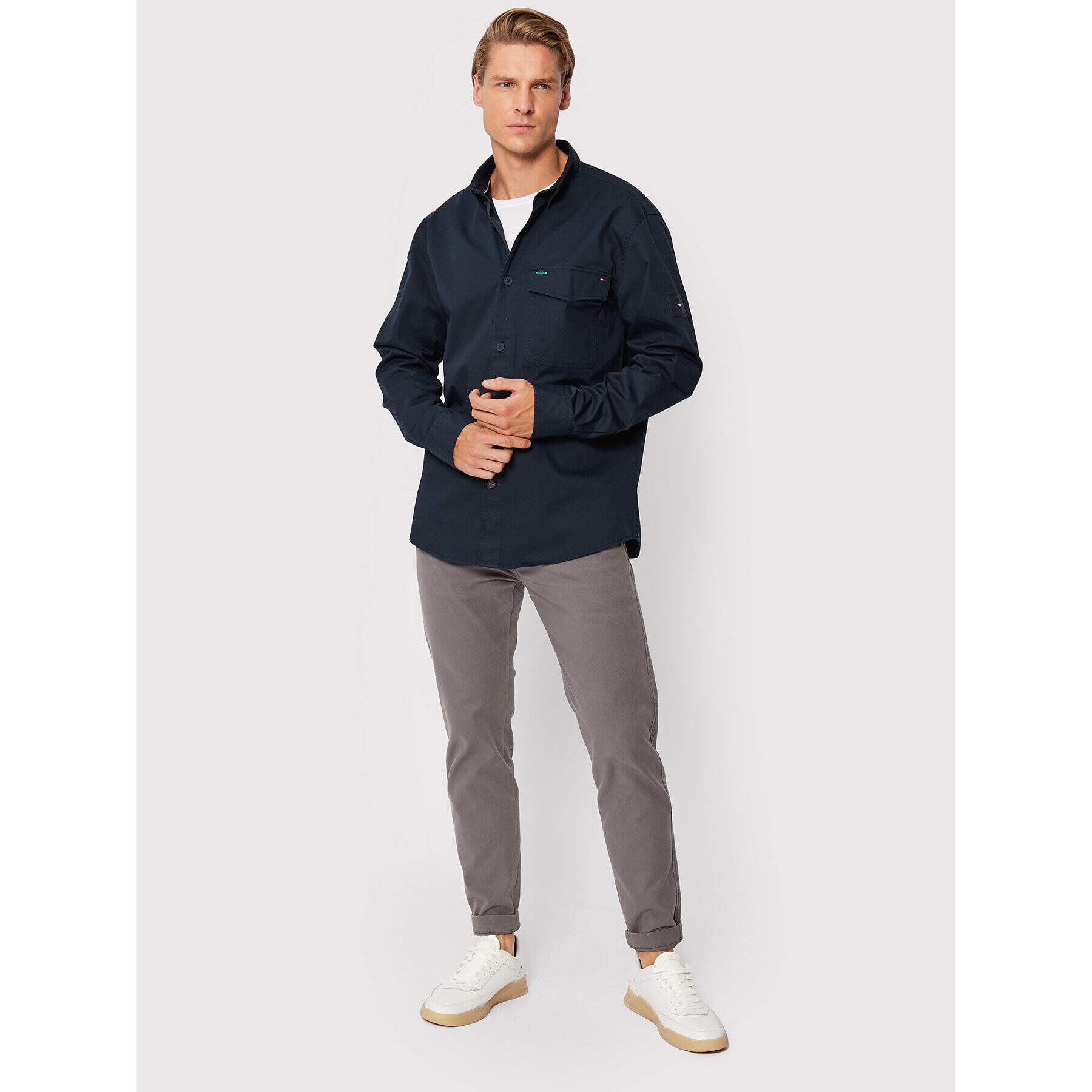 Tommy Hilfiger Košile Lighweight Twill MW0MW25114 Tmavomodrá Regular Fit - Pepit.cz