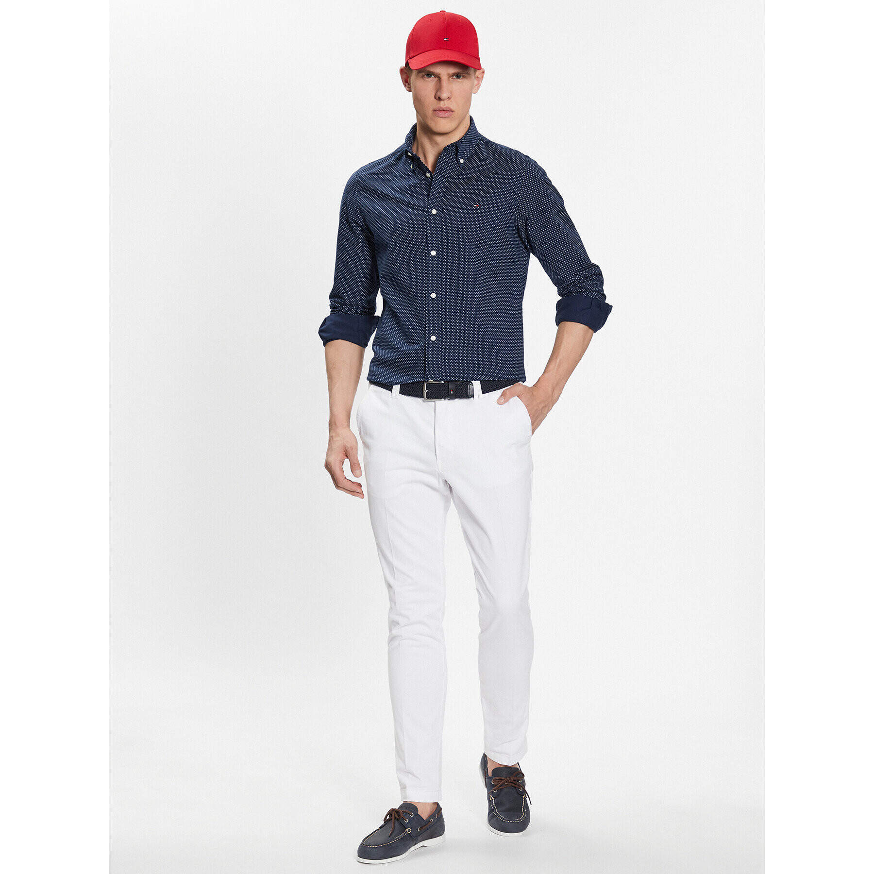 Tommy Hilfiger Košile Micro Dot Print MW0MW31777 Tmavomodrá Slim Fit - Pepit.cz