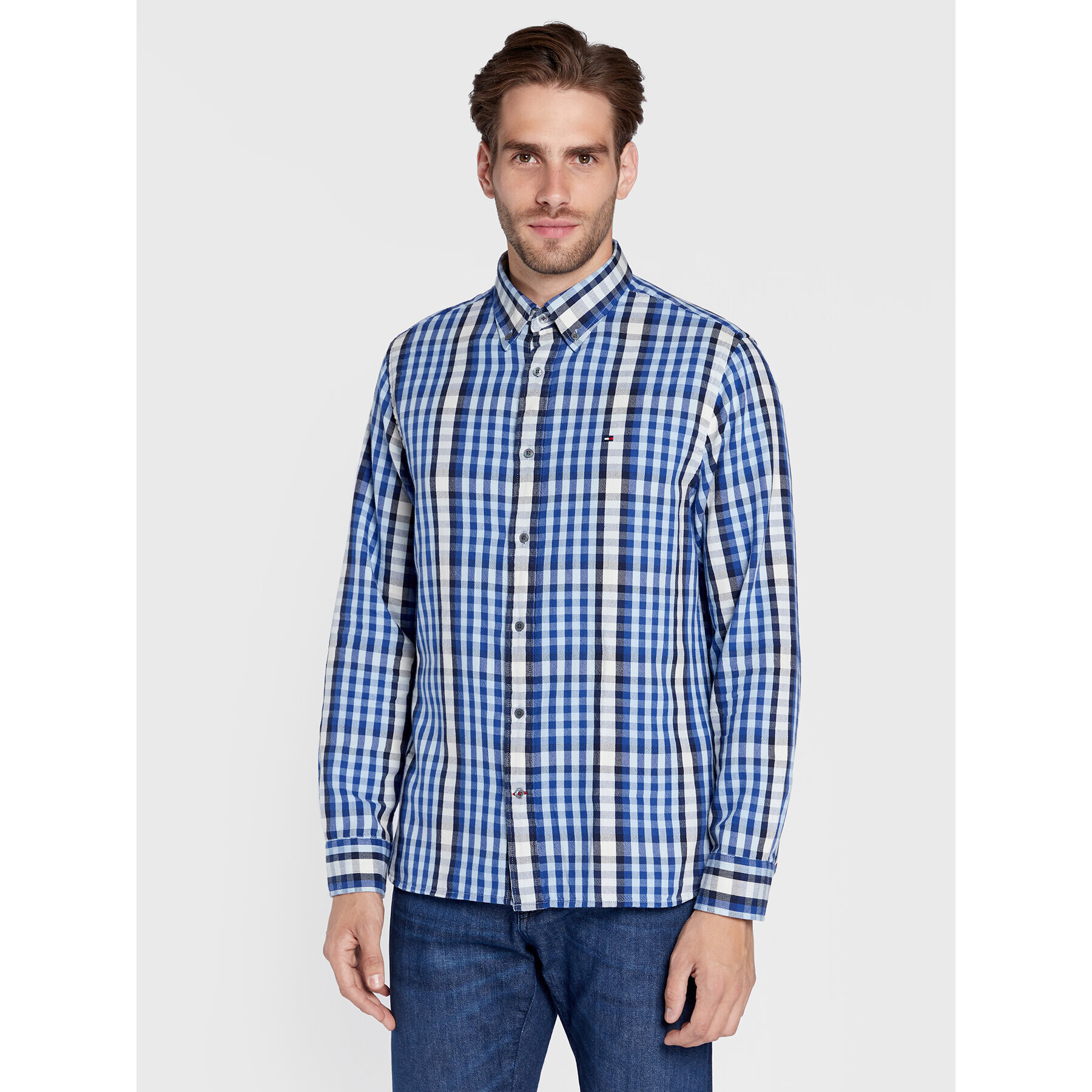 Tommy Hilfiger Košile Midscale Flannel MW0MW28348 Modrá Regular Fit - Pepit.cz