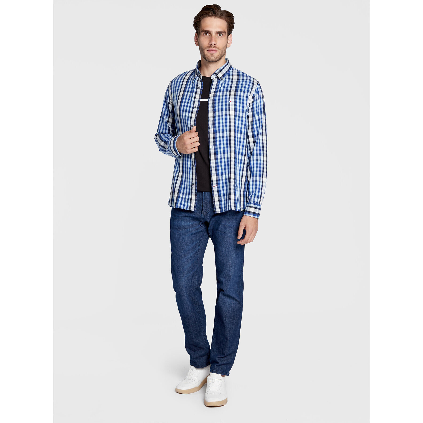 Tommy Hilfiger Košile Midscale Flannel MW0MW28348 Modrá Regular Fit - Pepit.cz