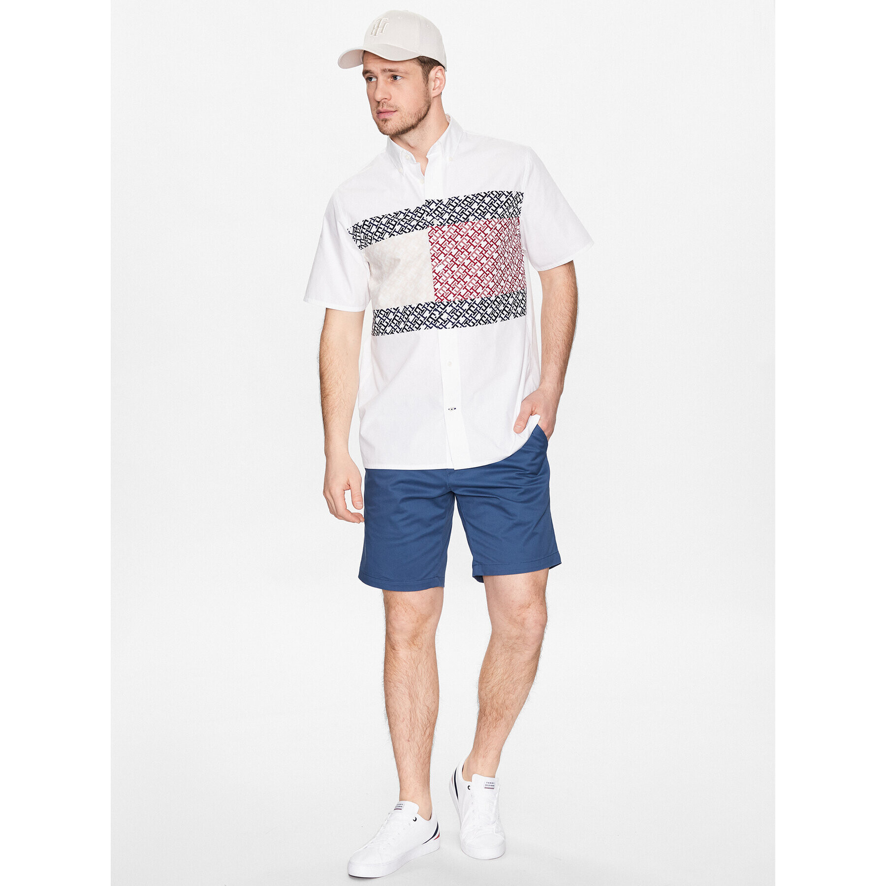 Tommy Hilfiger Košile Monogram Blocking MW0MW30628 Bílá Regular Fit - Pepit.cz