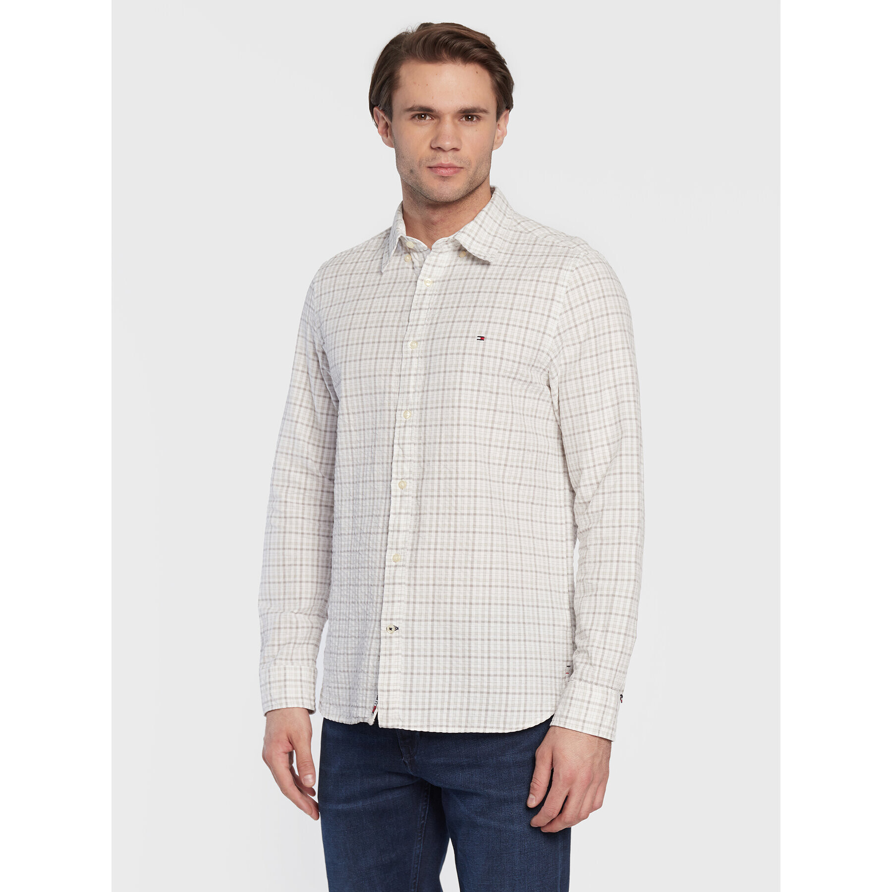 Tommy Hilfiger Košile Multi Gingham MW0MW28326 Béžová Slim Fit - Pepit.cz