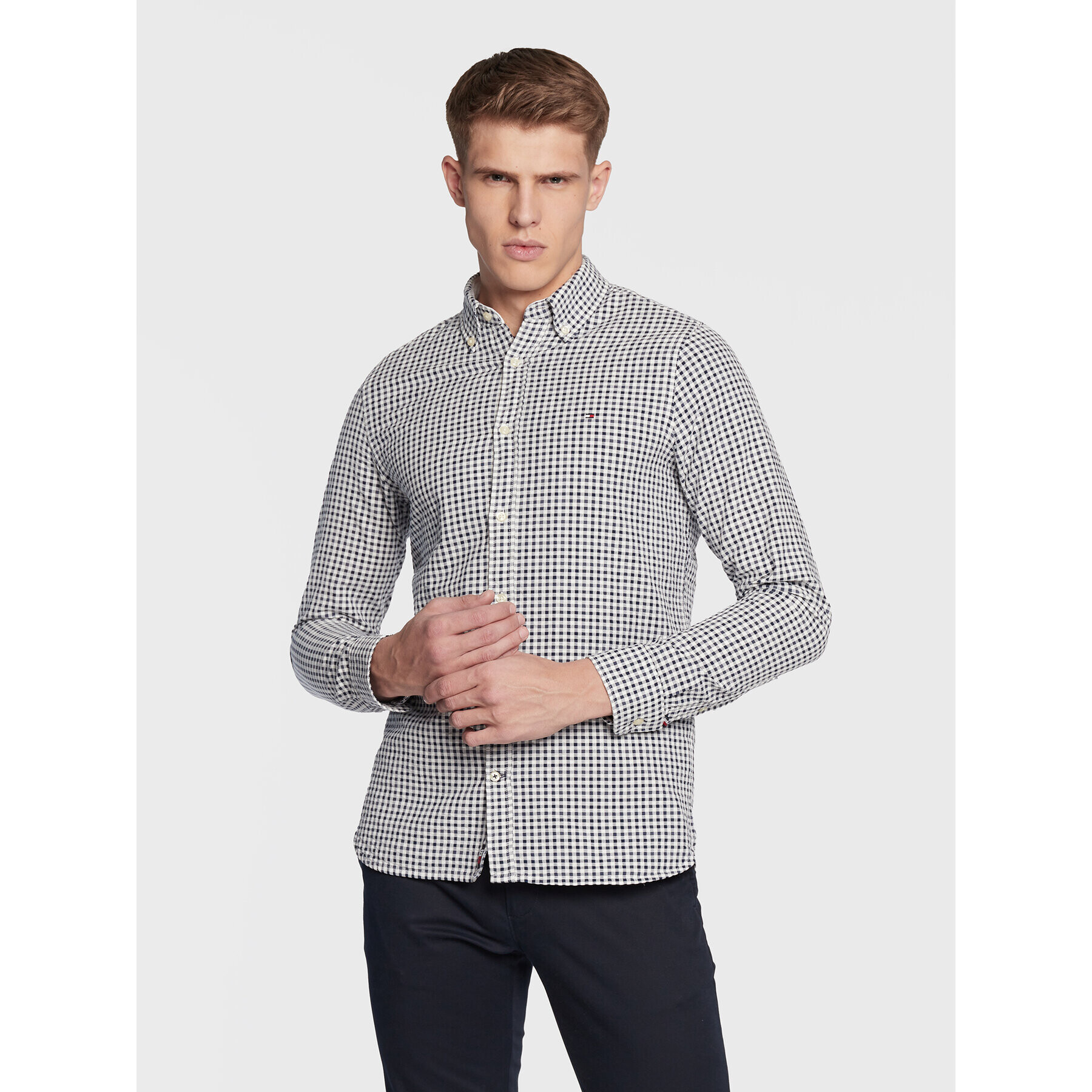 Tommy Hilfiger Košile Multi Gingham MW0MW28326 Bílá Slim Fit - Pepit.cz