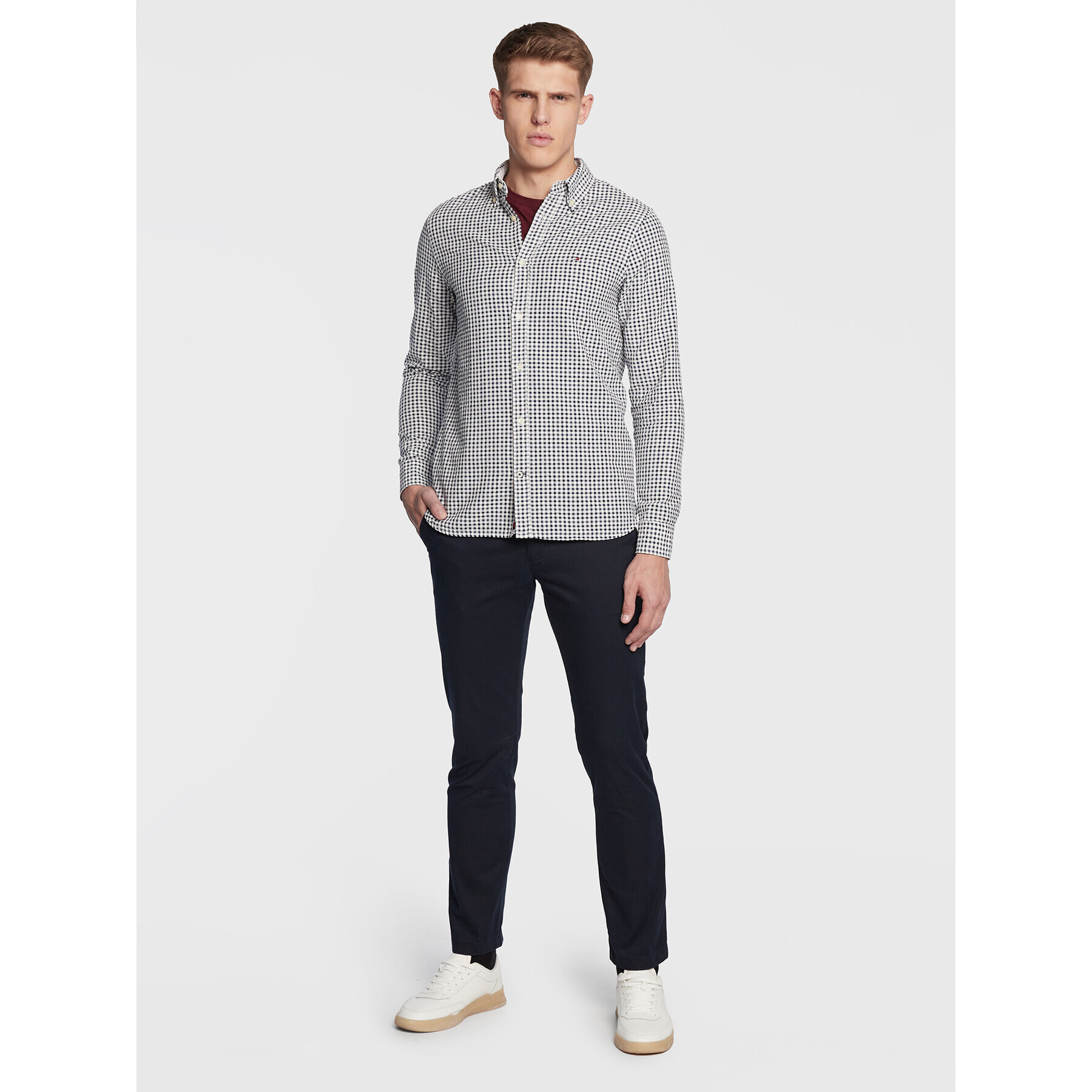 Tommy Hilfiger Košile Multi Gingham MW0MW28326 Bílá Slim Fit - Pepit.cz