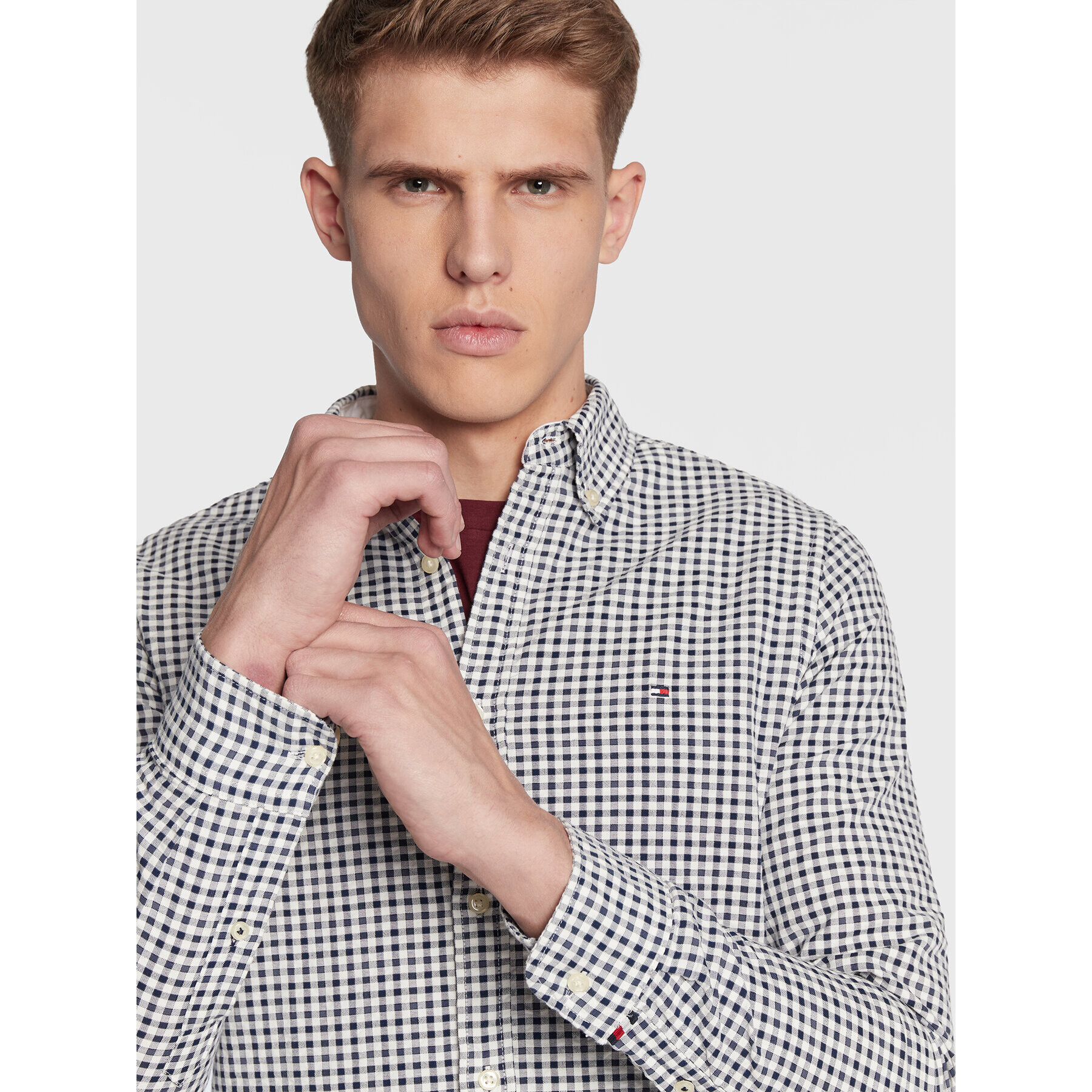 Tommy Hilfiger Košile Multi Gingham MW0MW28326 Bílá Slim Fit - Pepit.cz