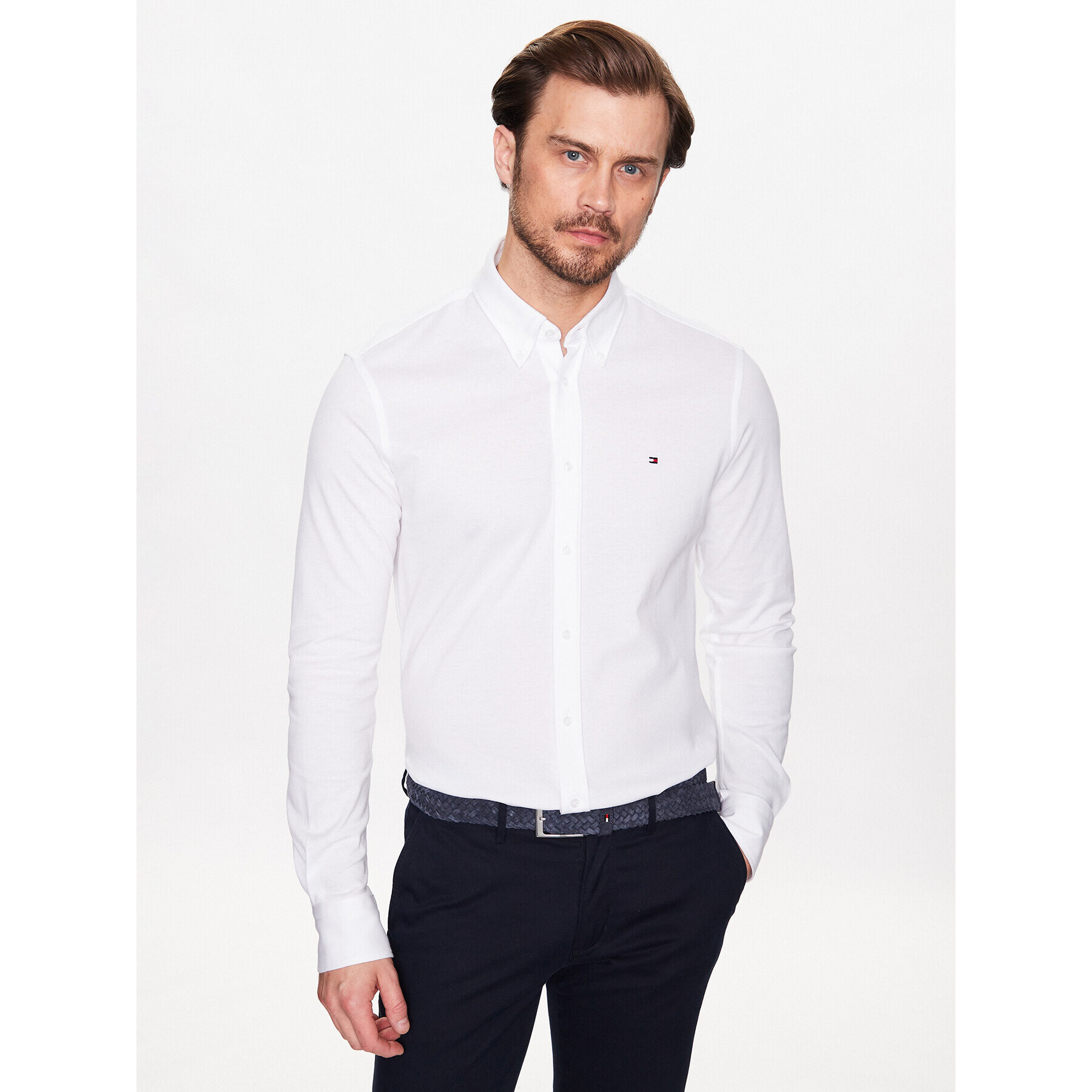 Tommy Hilfiger Košile MW0MW30598 Bílá Slim Fit - Pepit.cz