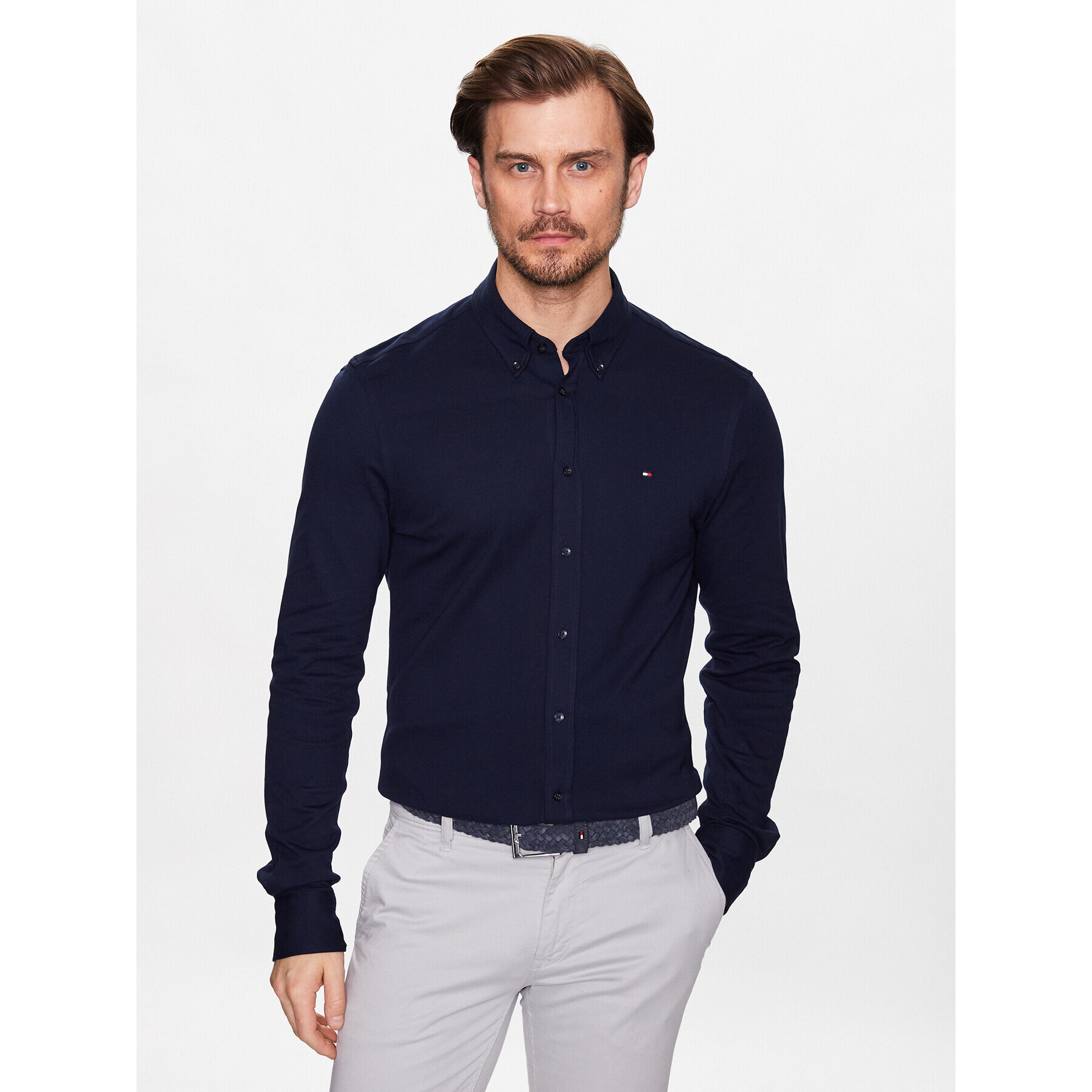 Tommy Hilfiger Košile MW0MW30598 Tmavomodrá Slim Fit - Pepit.cz