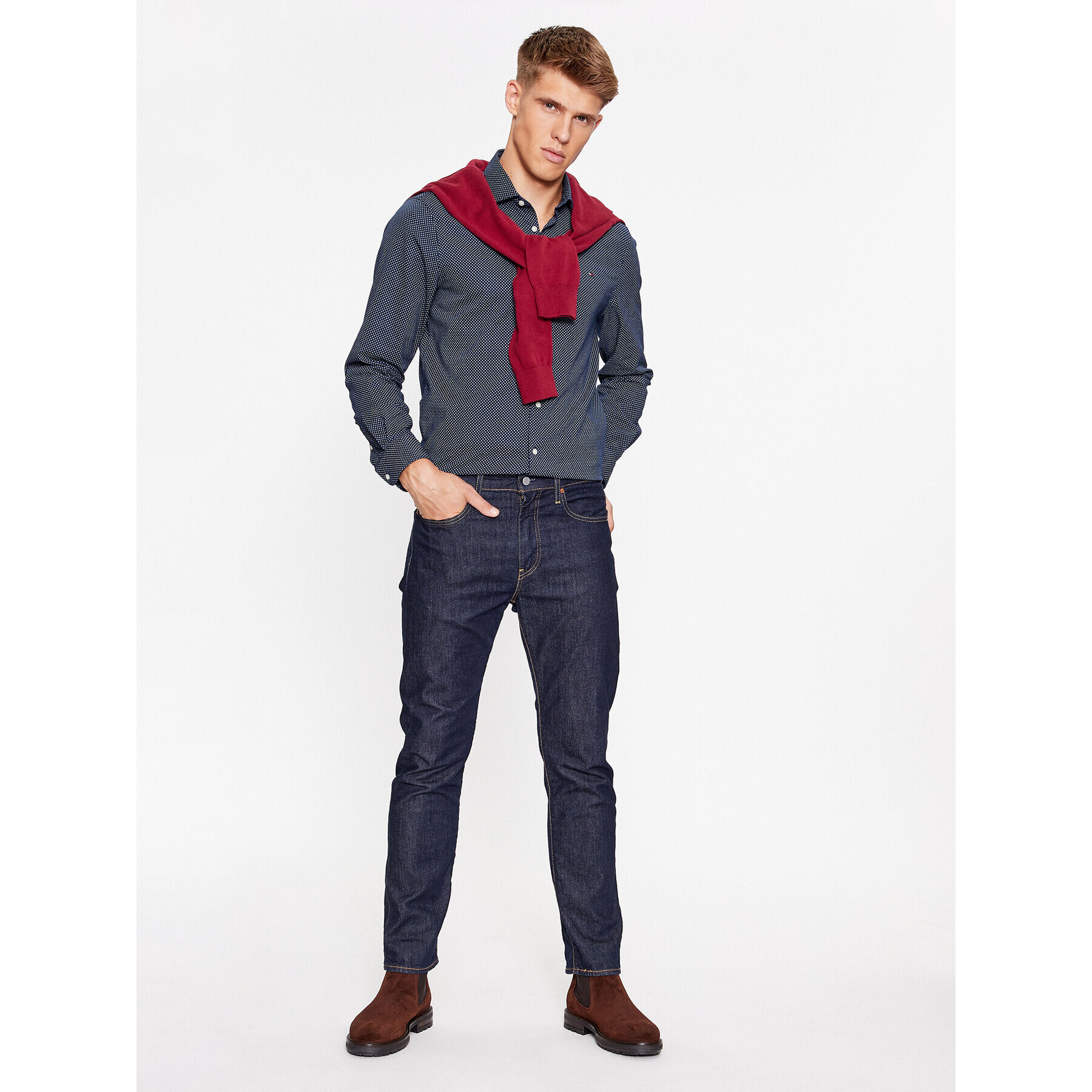 Tommy Hilfiger Košile MW0MW32857 Modrá Slim Fit - Pepit.cz