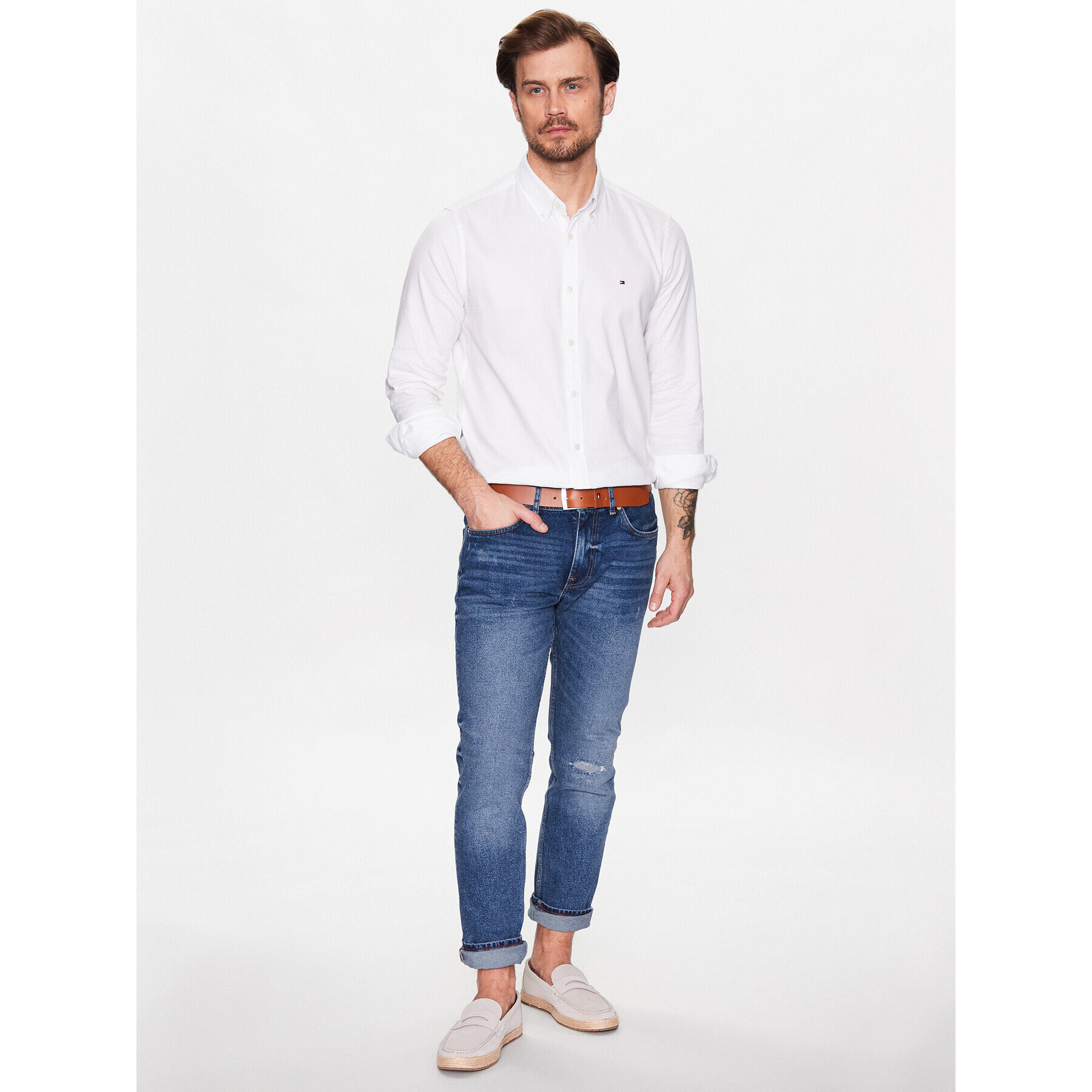 Tommy Hilfiger Košile Natural MW0MW30687 Bílá Slim Fit - Pepit.cz