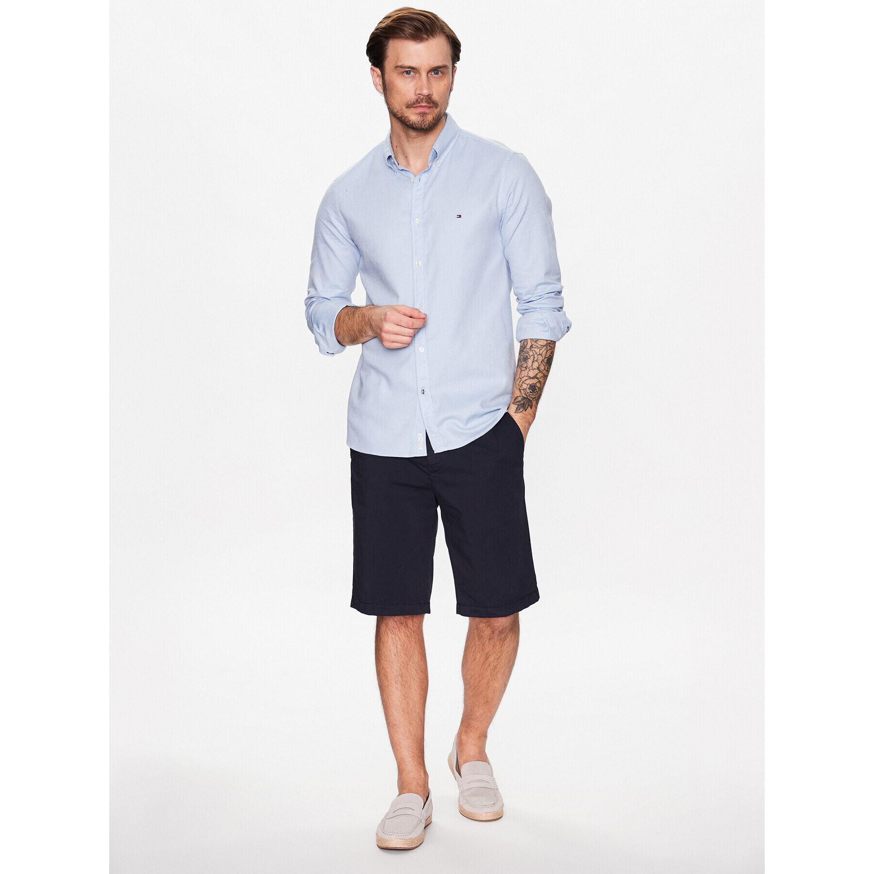 Tommy Hilfiger Košile Natural MW0MW30687 Modrá Slim Fit - Pepit.cz