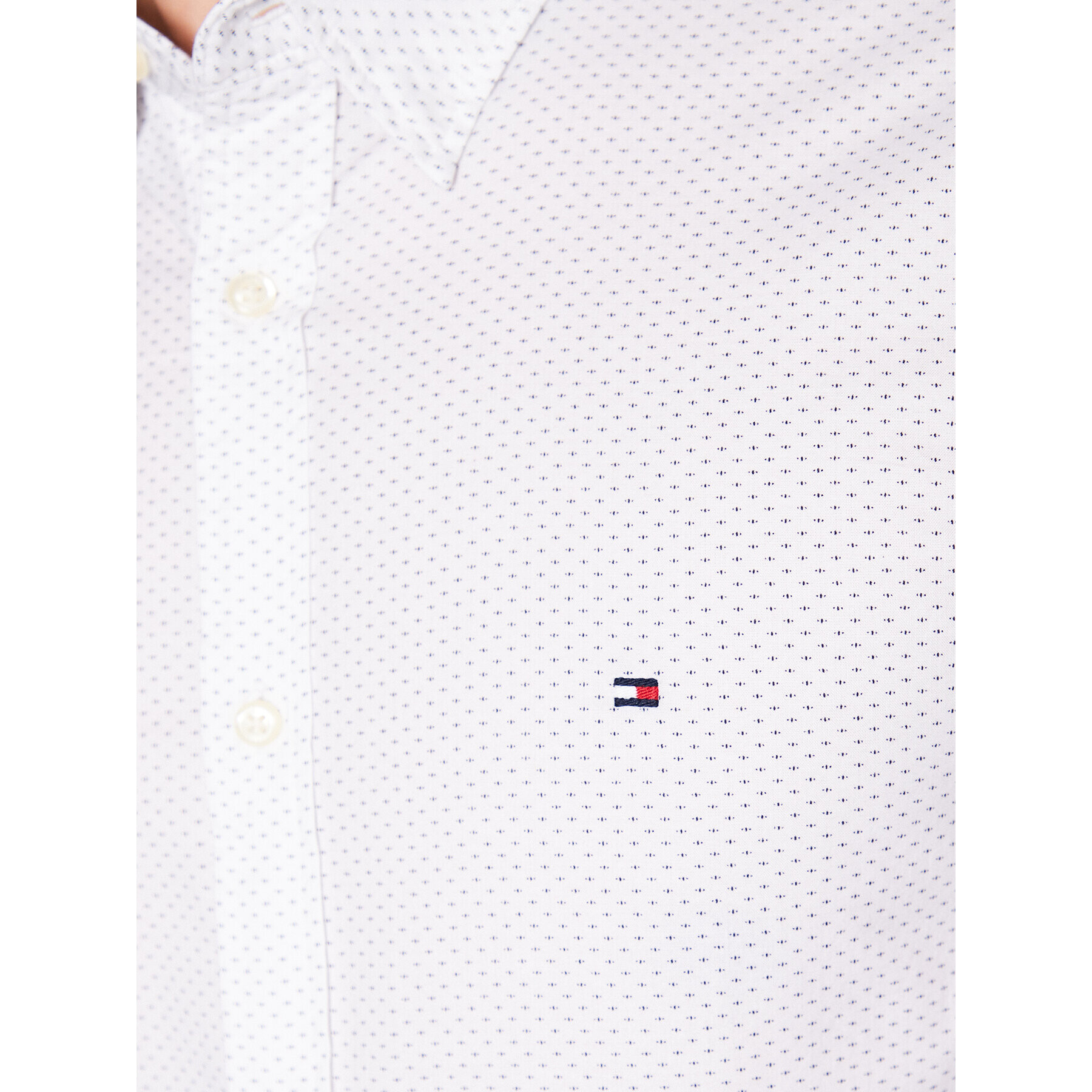 Tommy Hilfiger Košile Natural Soft Mini Print MW0MW30689 Bílá Slim Fit - Pepit.cz