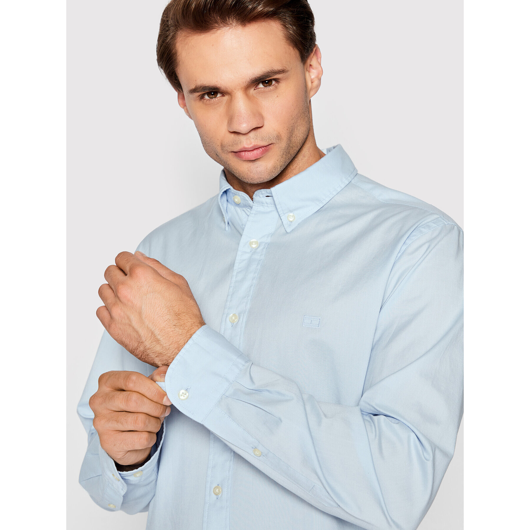 Tommy Hilfiger Košile Natural Soft Poplin MW0MW26394 Modrá Regular Fit - Pepit.cz