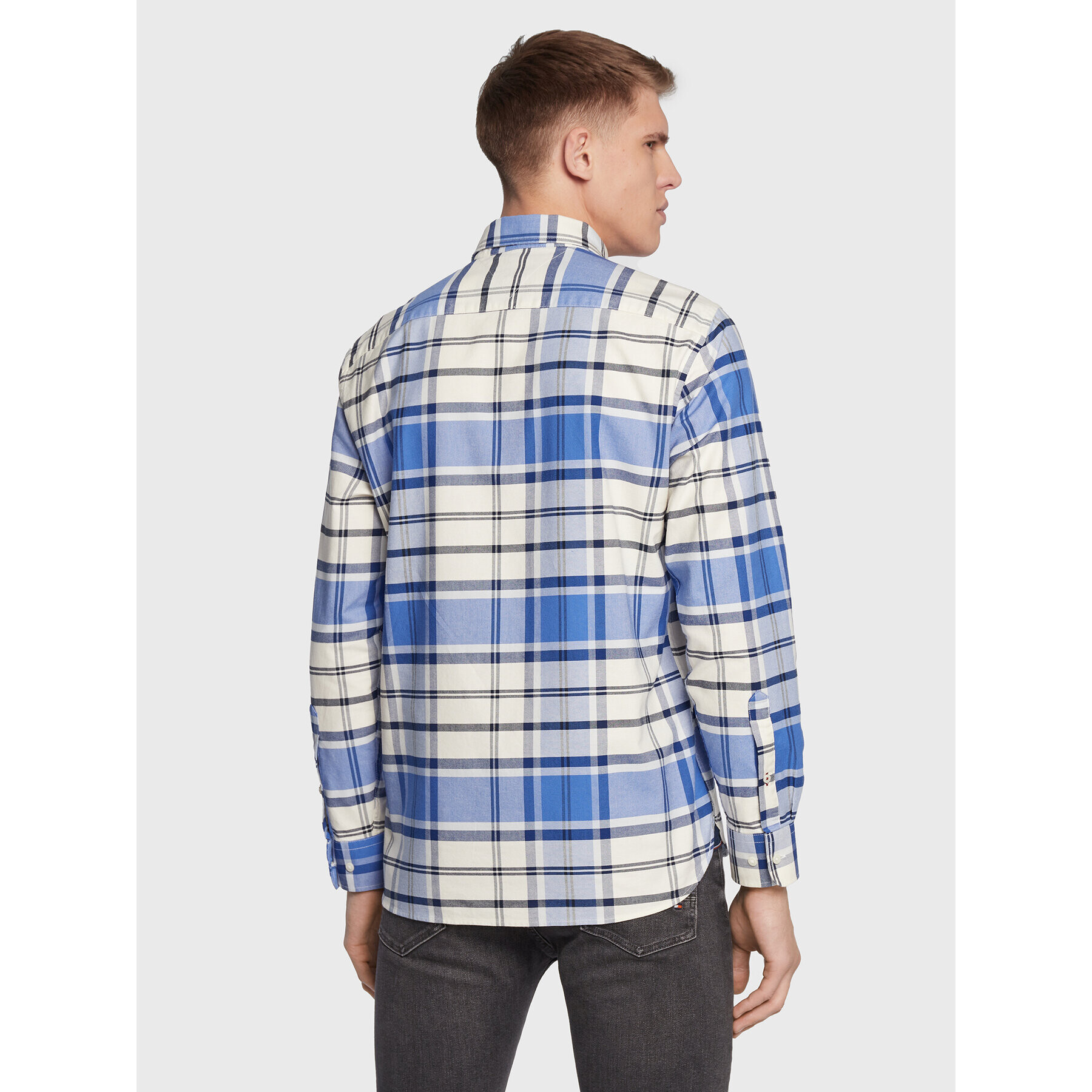 Tommy Hilfiger Košile Overcheck MW0MW28318 Modrá Regular Fit - Pepit.cz