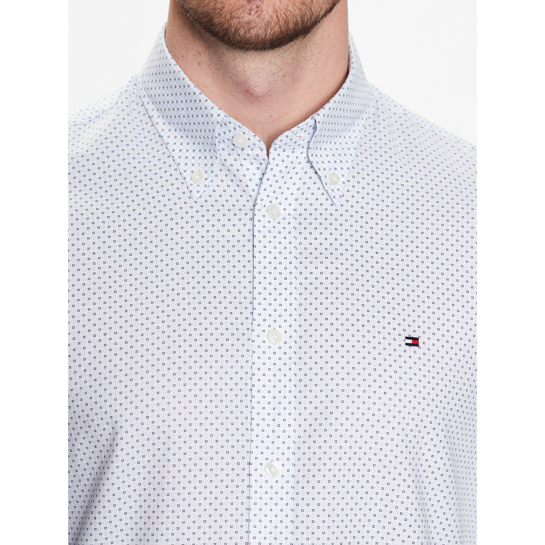 Tommy Hilfiger Košile Oxford Print MW0MW30634 Bílá Slim Fit - Pepit.cz