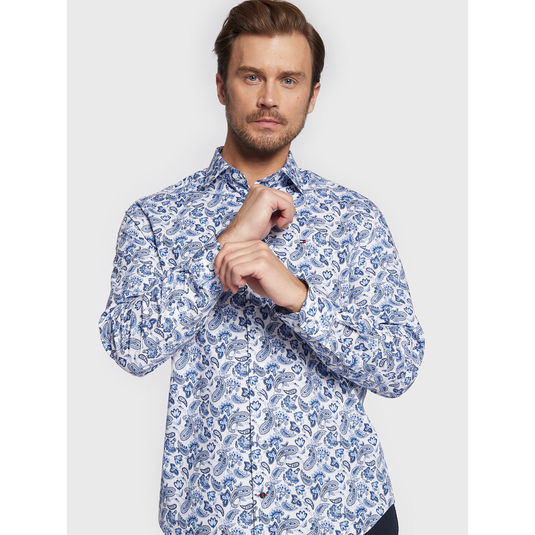 Tommy Hilfiger Košile Paisley Print MW0MW28498 Modrá Regular Fit - Pepit.cz