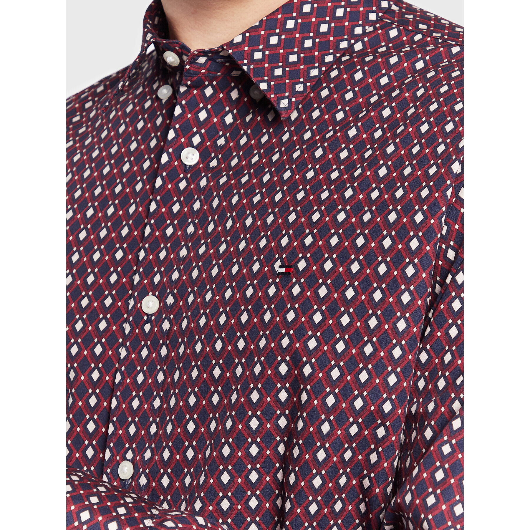 Tommy Hilfiger Košile Retro Print MW0MW29709 Bordó Regular Fit - Pepit.cz