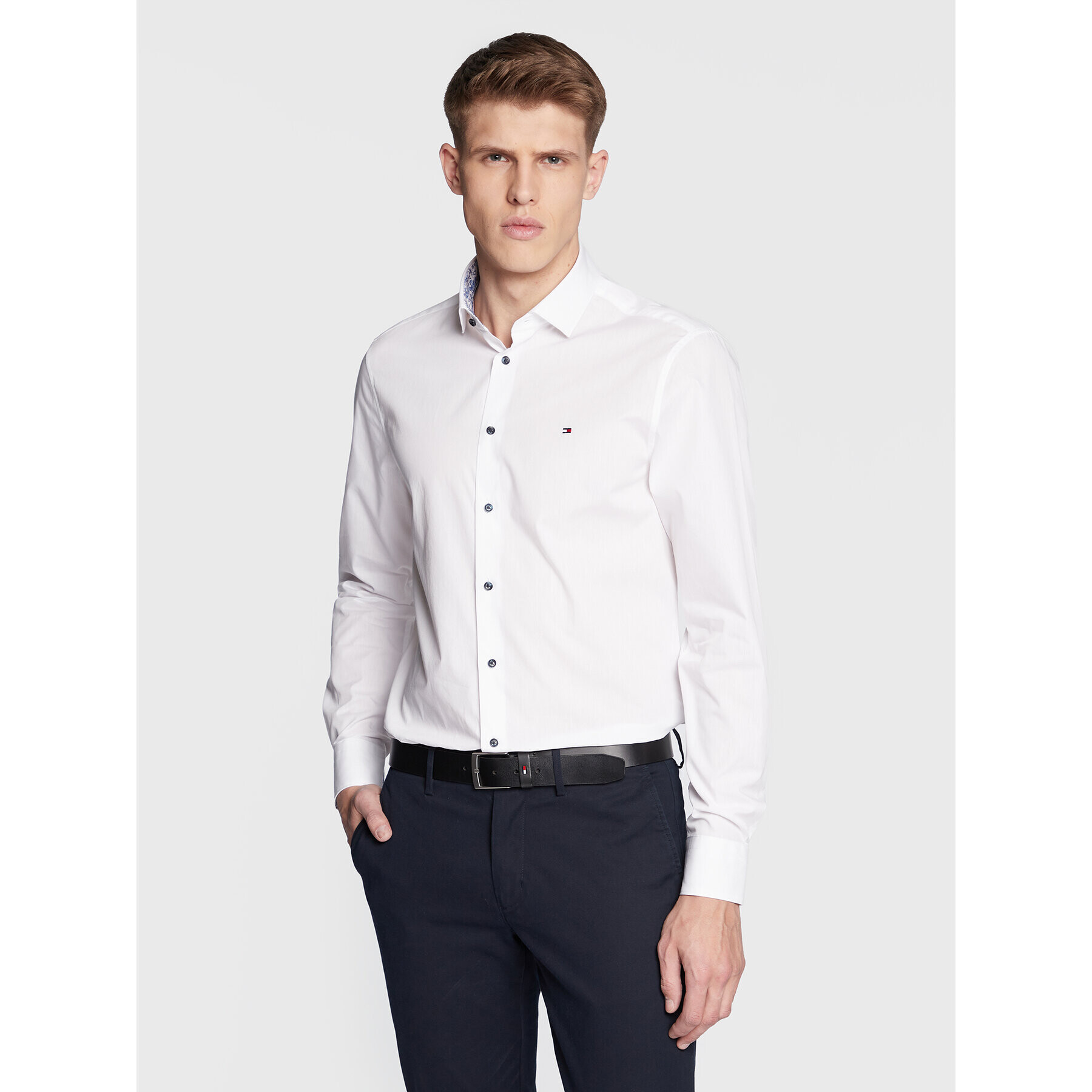 Tommy Hilfiger Košile Solid MW0MW29136 Bílá Slim Fit - Pepit.cz