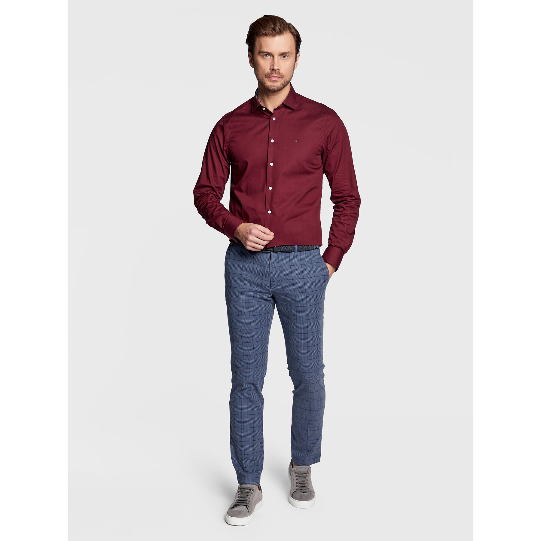 Tommy Hilfiger Košile Solid MW0MW29136 Bordó Slim Fit - Pepit.cz