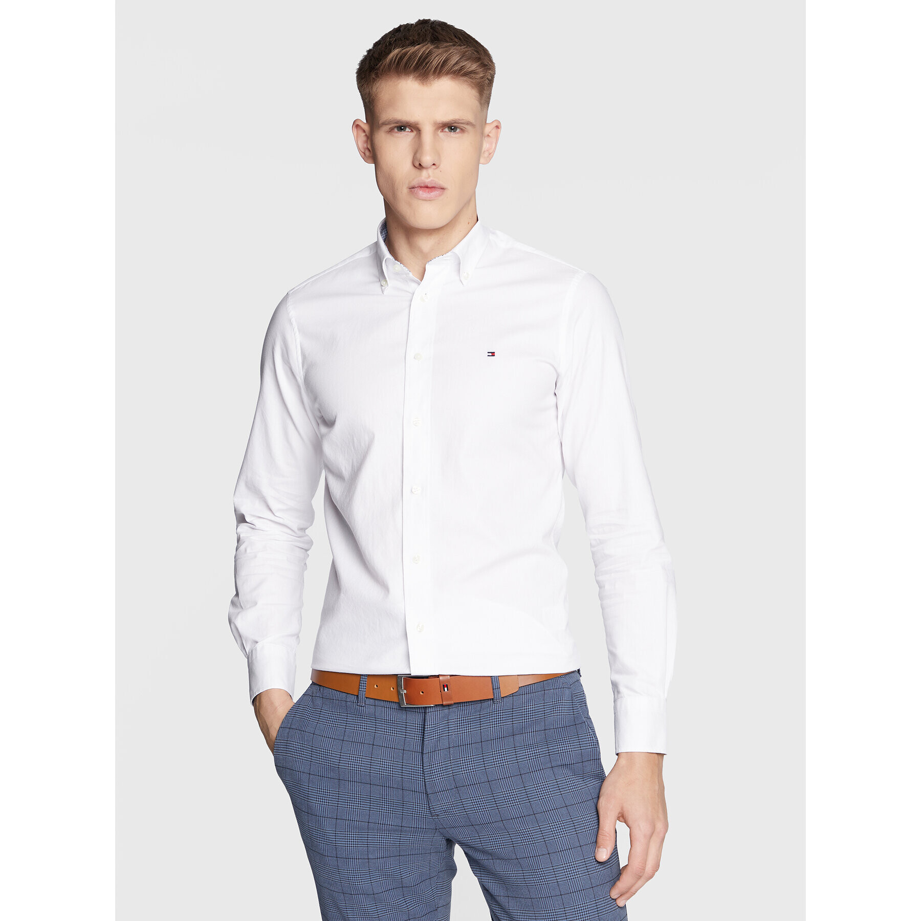 Tommy Hilfiger Košile Solid Oxford MW0MW29143 Bílá Regular Fit - Pepit.cz