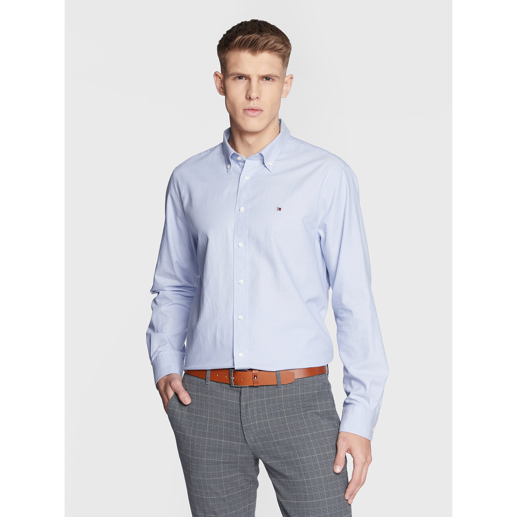 Tommy Hilfiger Košile Solid Oxford MW0MW29143 Modrá Regular Fit - Pepit.cz