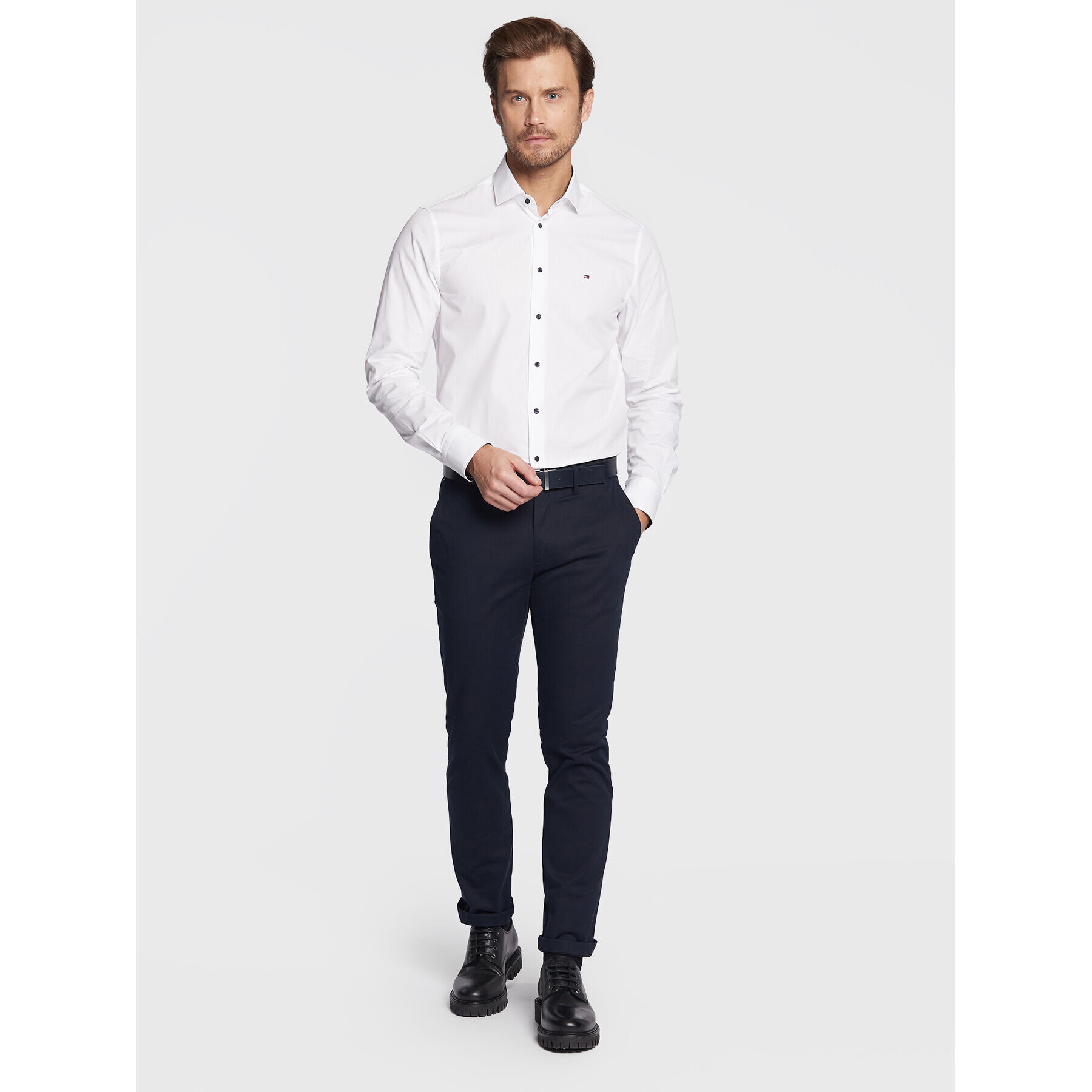 Tommy Hilfiger Košile Solid Poplin MW0MW28395 Bílá Slim Fit - Pepit.cz