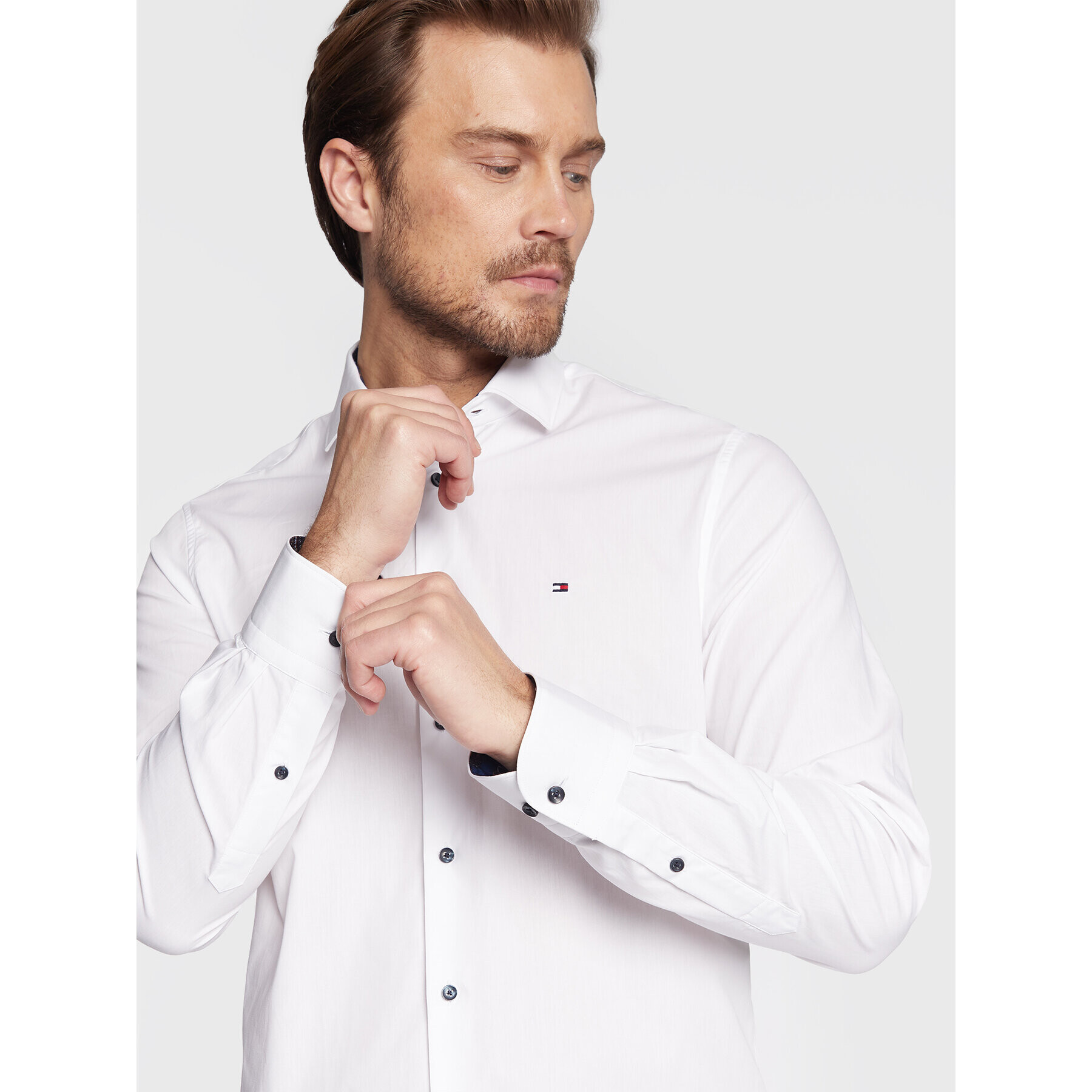 Tommy Hilfiger Košile Solid Poplin MW0MW28395 Bílá Slim Fit - Pepit.cz