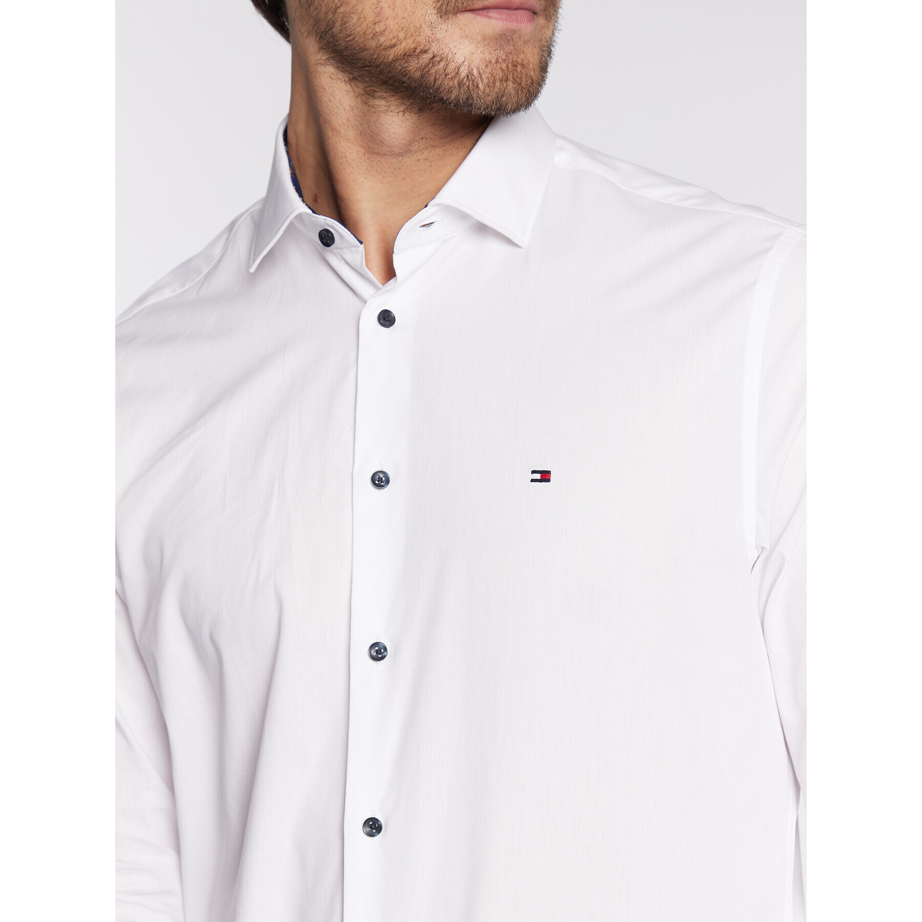 Tommy Hilfiger Košile Solid Poplin MW0MW28395 Bílá Slim Fit - Pepit.cz