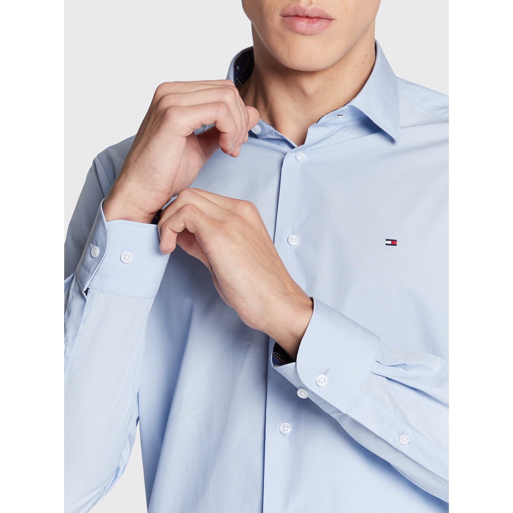 Tommy Hilfiger Košile Solid Poplin MW0MW28495 Modrá Regular Fit - Pepit.cz