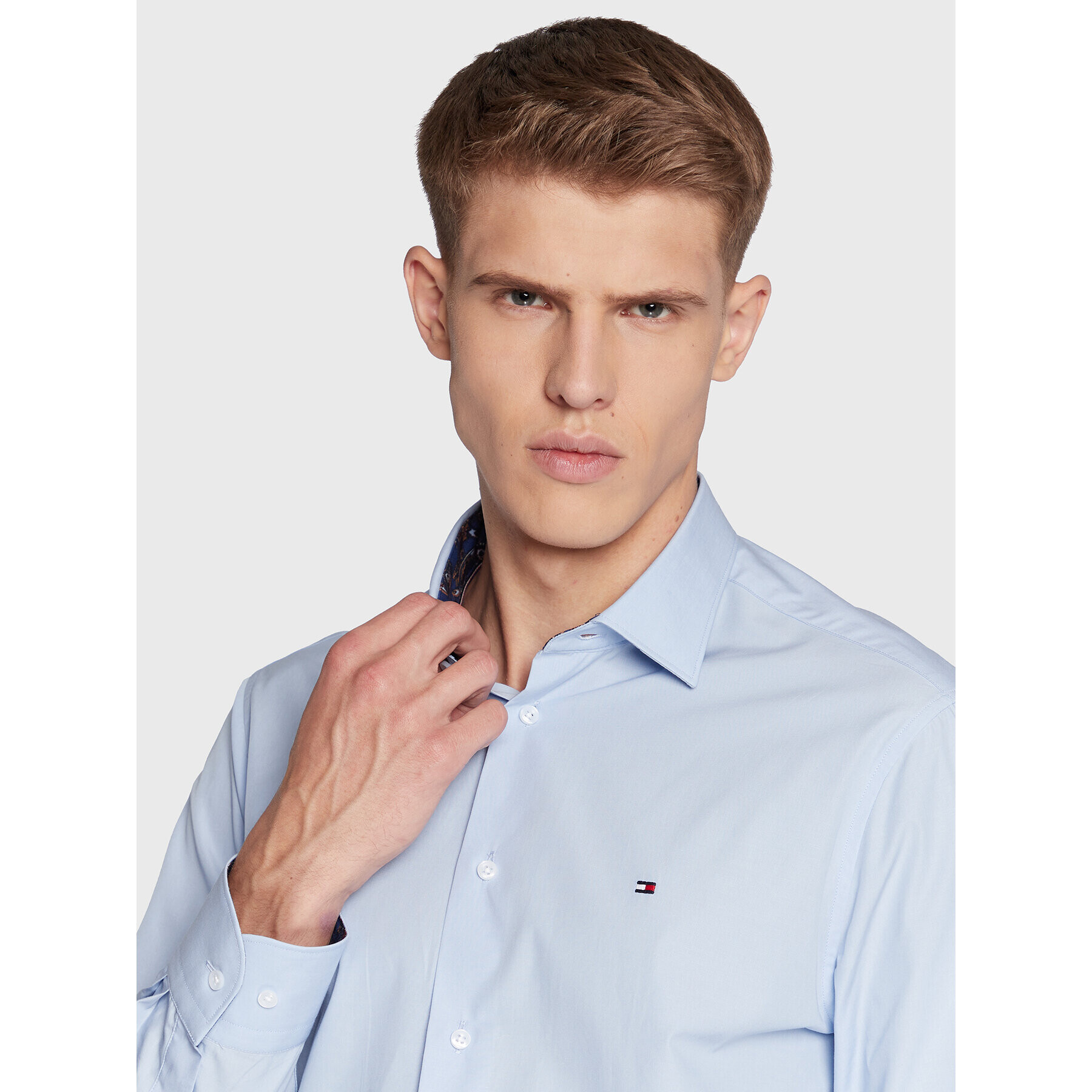 Tommy Hilfiger Košile Solid Poplin MW0MW28495 Modrá Regular Fit - Pepit.cz