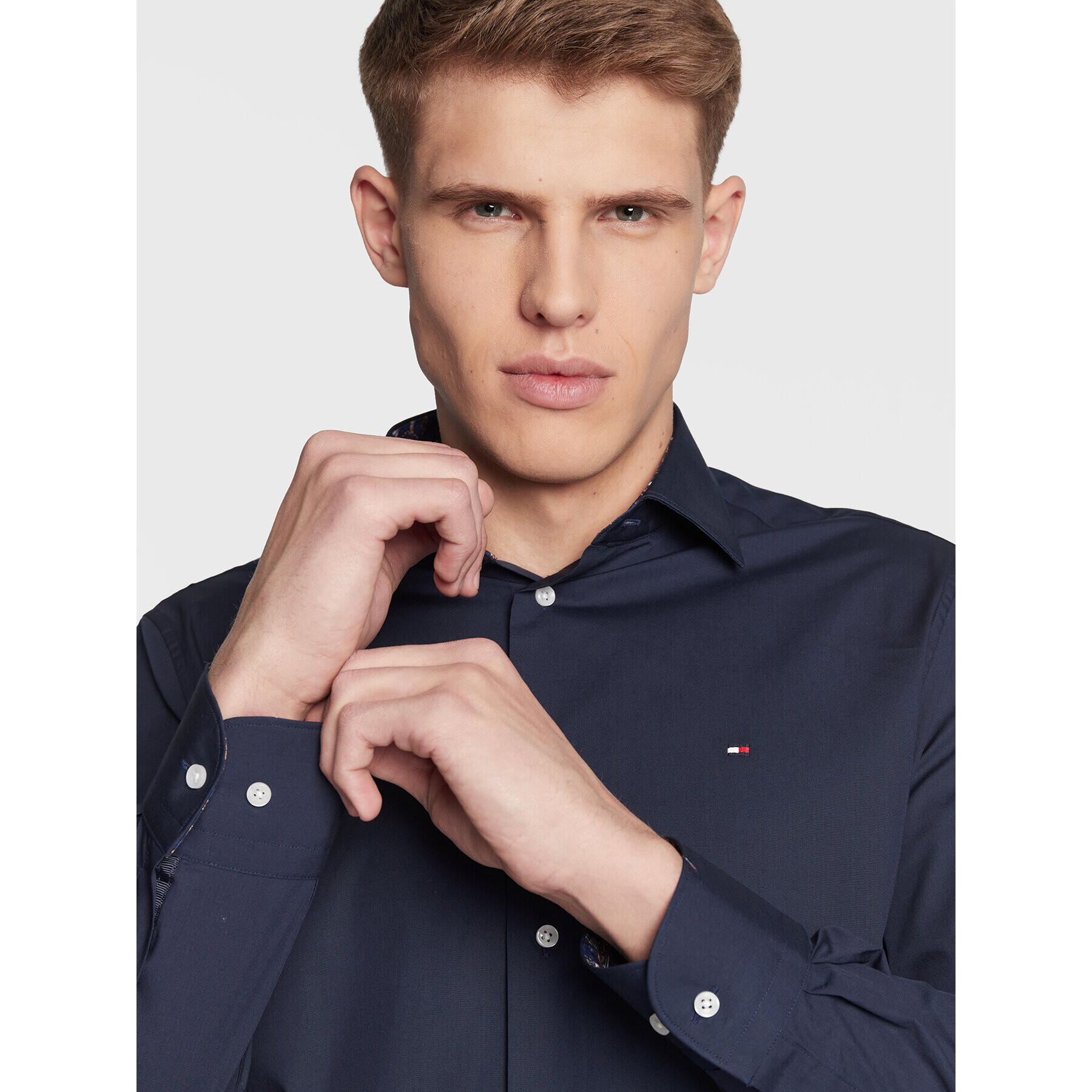 Tommy Hilfiger Košile Solid Poplin MW0MW28495 Tmavomodrá Regular Fit - Pepit.cz