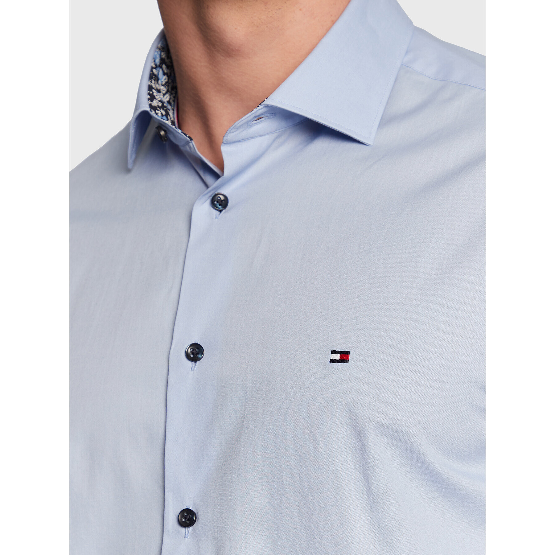 Tommy Hilfiger Košile Solid Poplin MW0MW29136 Modrá Slim Fit - Pepit.cz