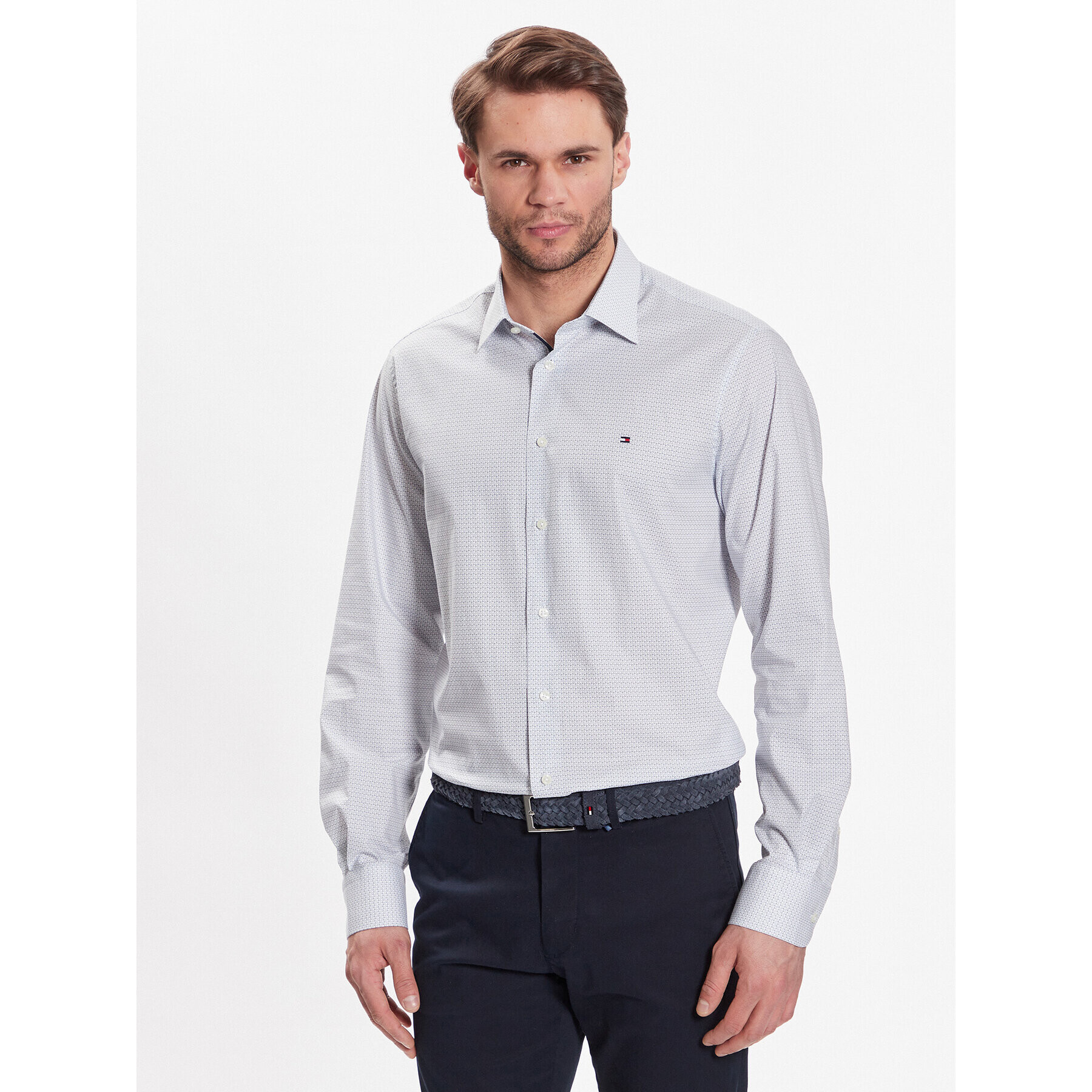 Tommy Hilfiger Košile Stretch MW0MW30643 Bílá Regular Fit - Pepit.cz