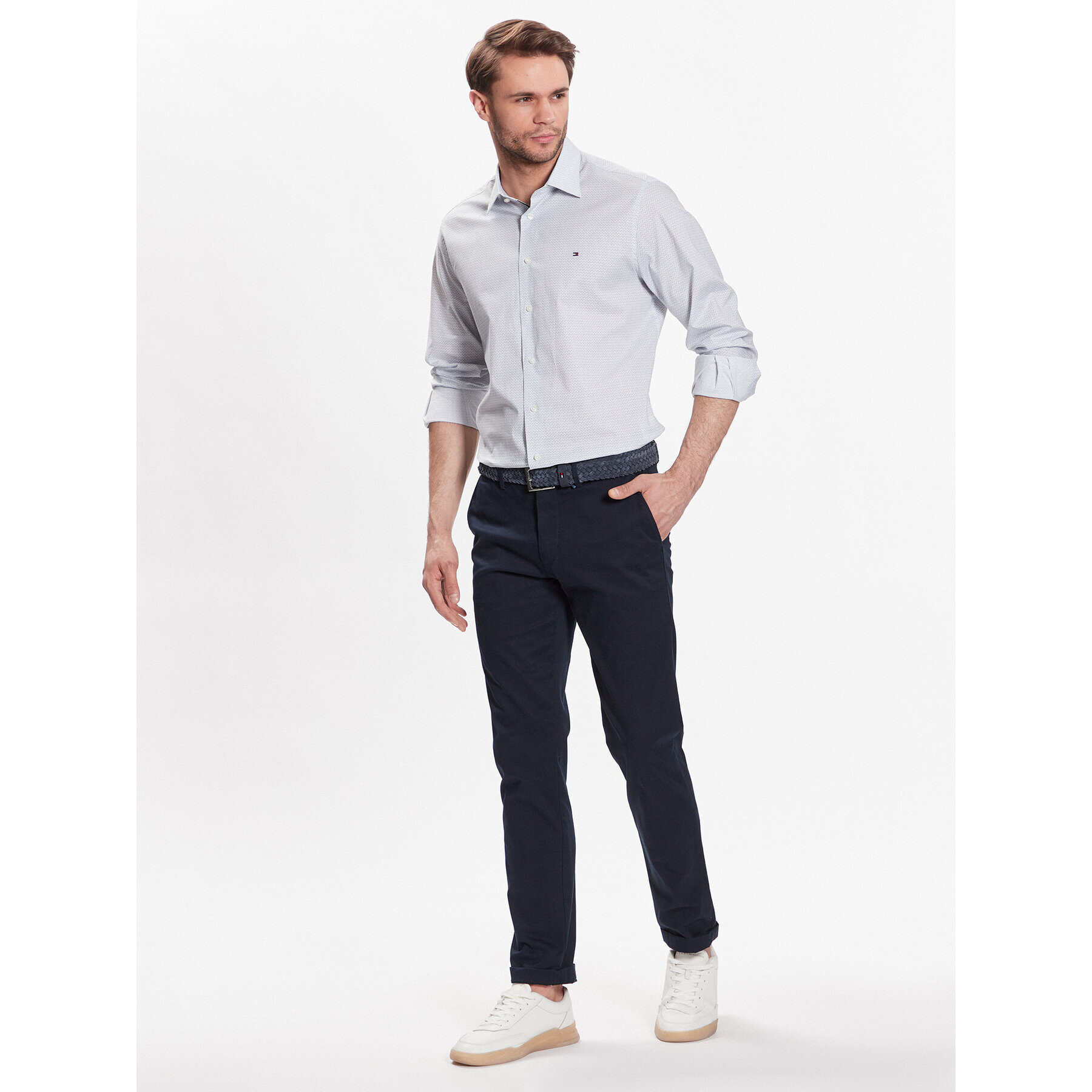 Tommy Hilfiger Košile Stretch MW0MW30643 Bílá Regular Fit - Pepit.cz