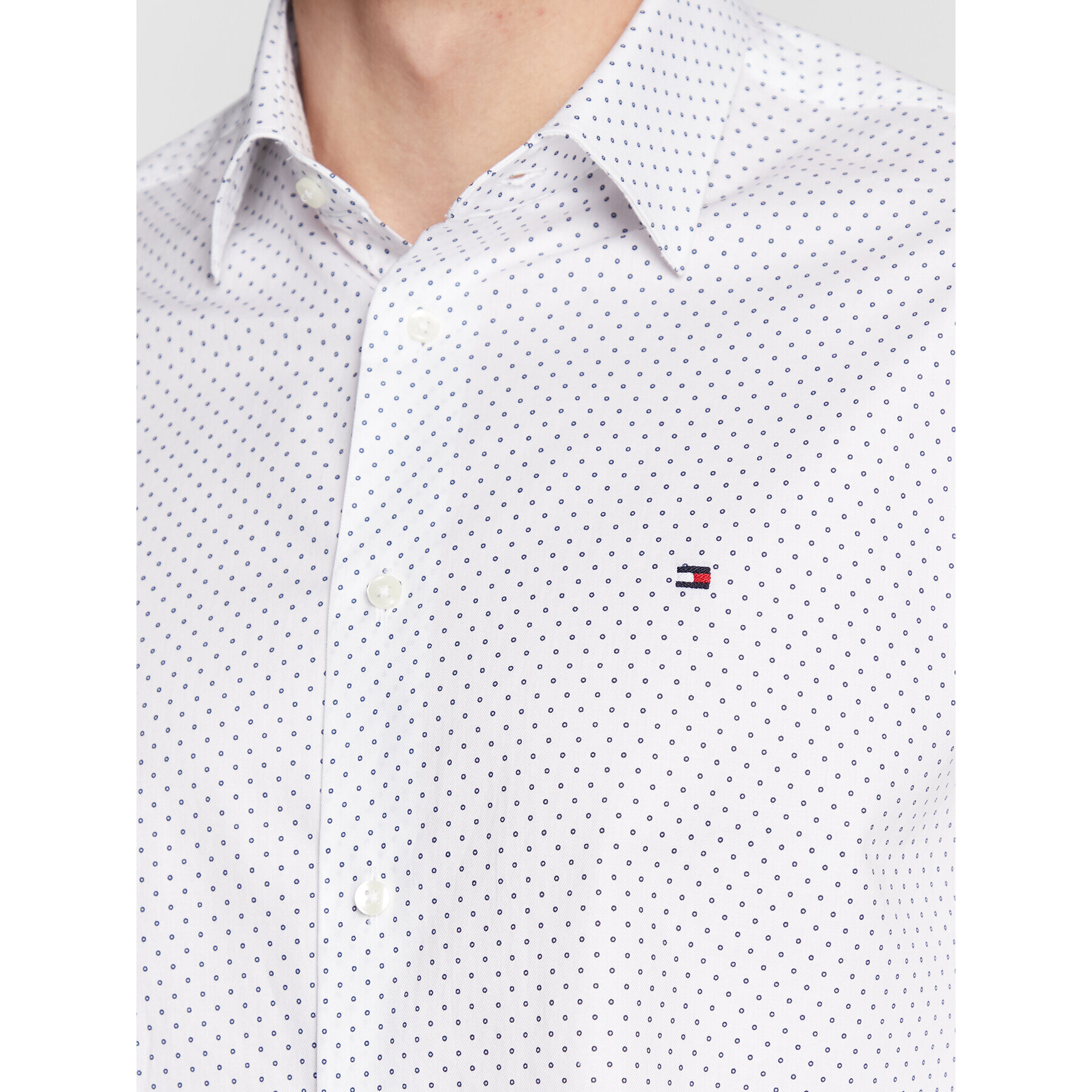 Tommy Hilfiger Košile Two Tone Dot Print MW0MW29145 Bílá Regular Fit - Pepit.cz