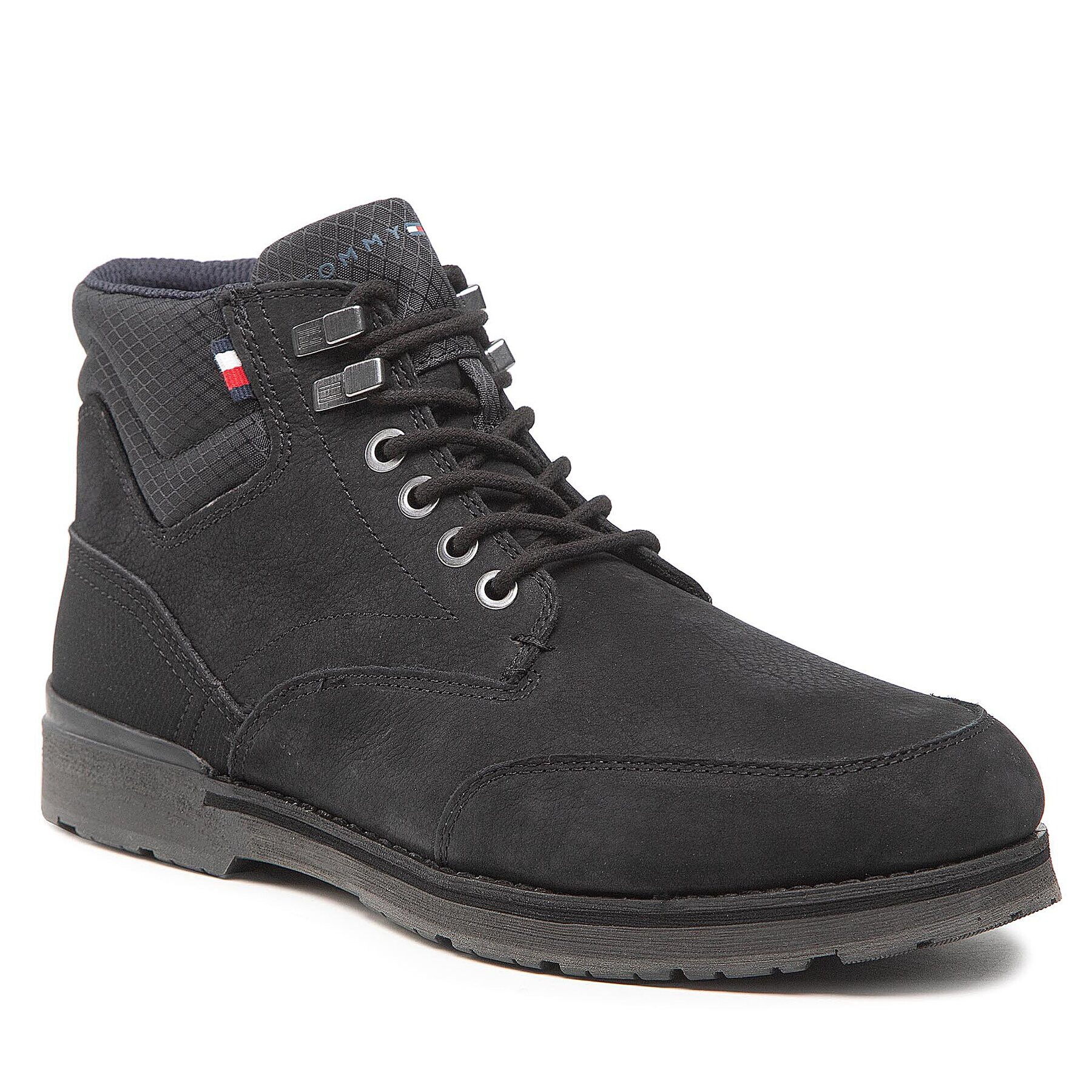 Tommy Hilfiger Kotníková obuv Outdoor Hilfiger Nubuck Mix Boot FM0FM04201 Černá - Pepit.cz