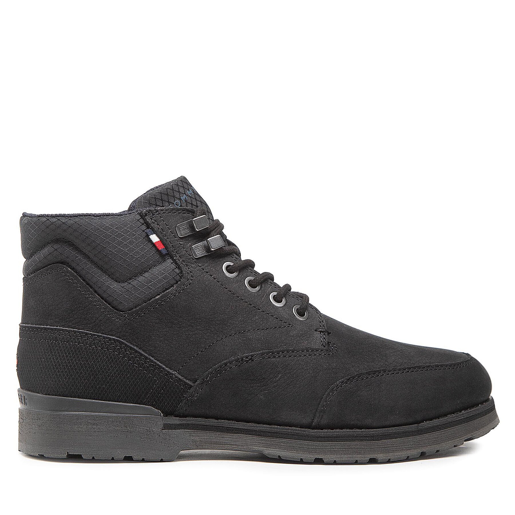 Tommy Hilfiger Kotníková obuv Outdoor Hilfiger Nubuck Mix Boot FM0FM04201 Černá - Pepit.cz